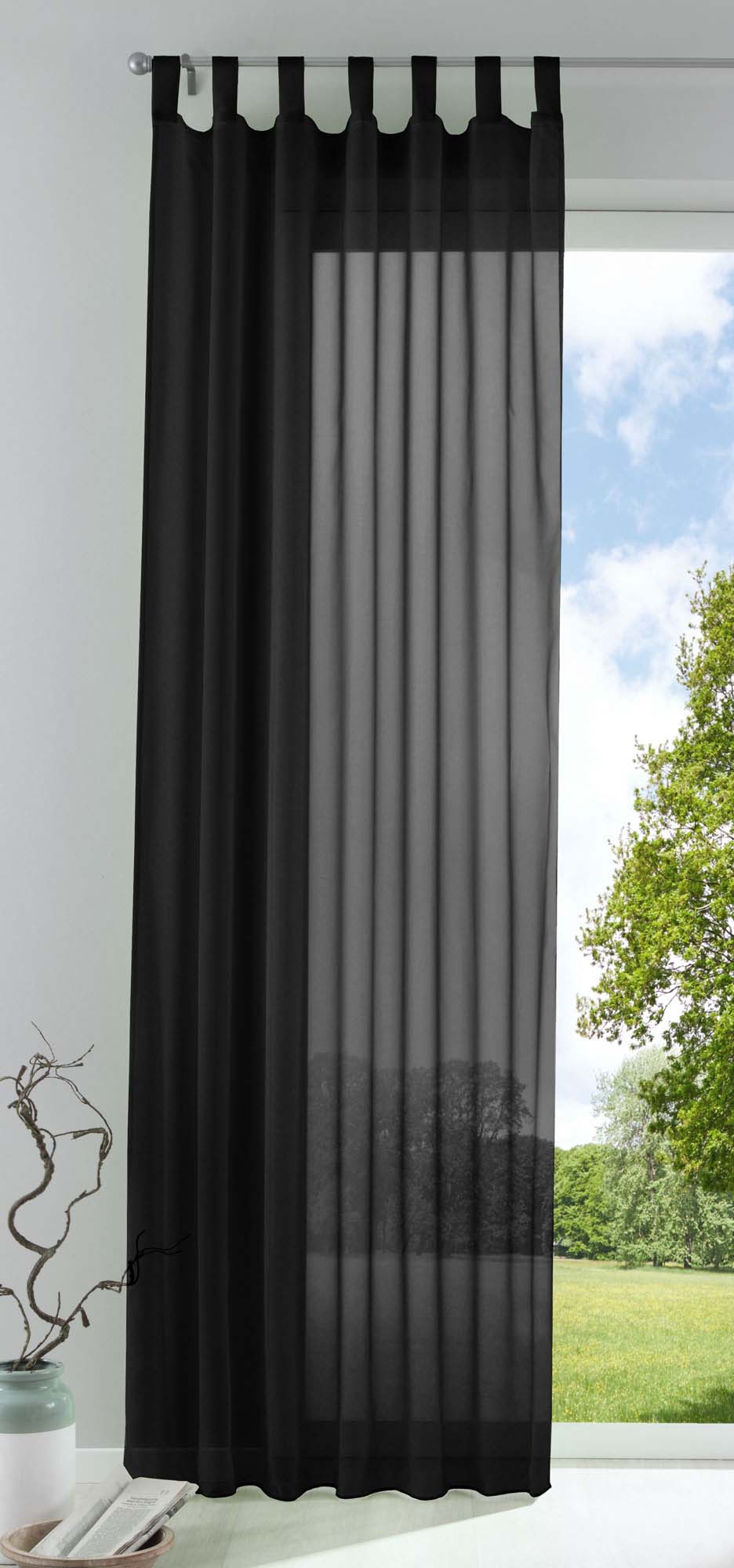 Schlaufenschal Gardine uni transparent Voile 61175 Schwarz HxB 280x140 cm Gardinenschal 61175schwarz_057d55f7-7557-421d-b11b-3defebcc078d | Gardinenbox.de