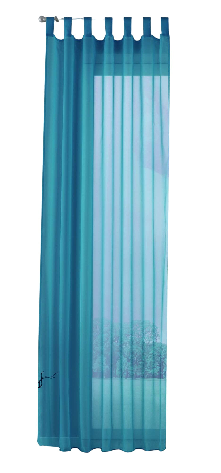 Schlaufenschal Gardine uni transparent Voile 61175 Gardinenschal 61175tuerkis-crop | Gardinenbox.de