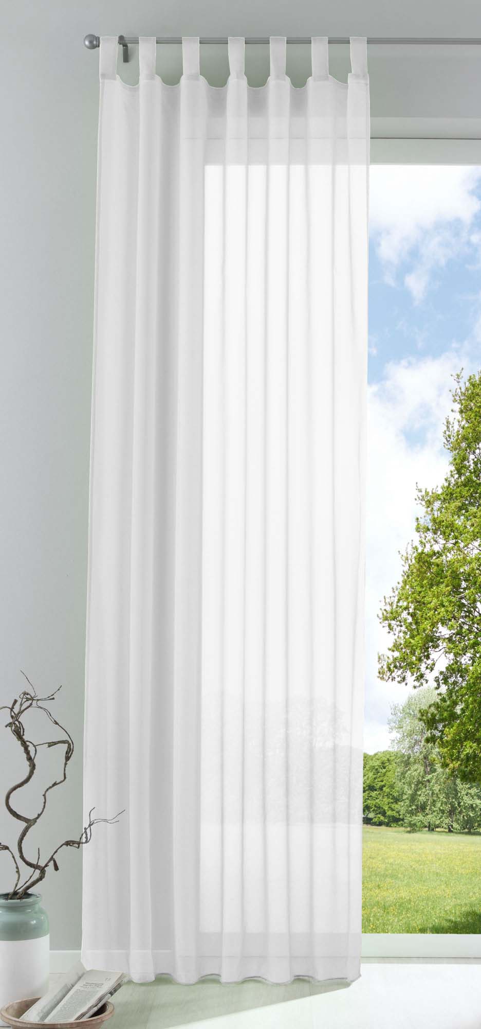 Schlaufenschal Gardine uni transparent Voile 61175 Weiß HxB 225x140 cm Gardinenschal 61175weiss_83fe9fcd-37c3-49d5-a3bc-3df42526b3dd | Gardinenbox.de