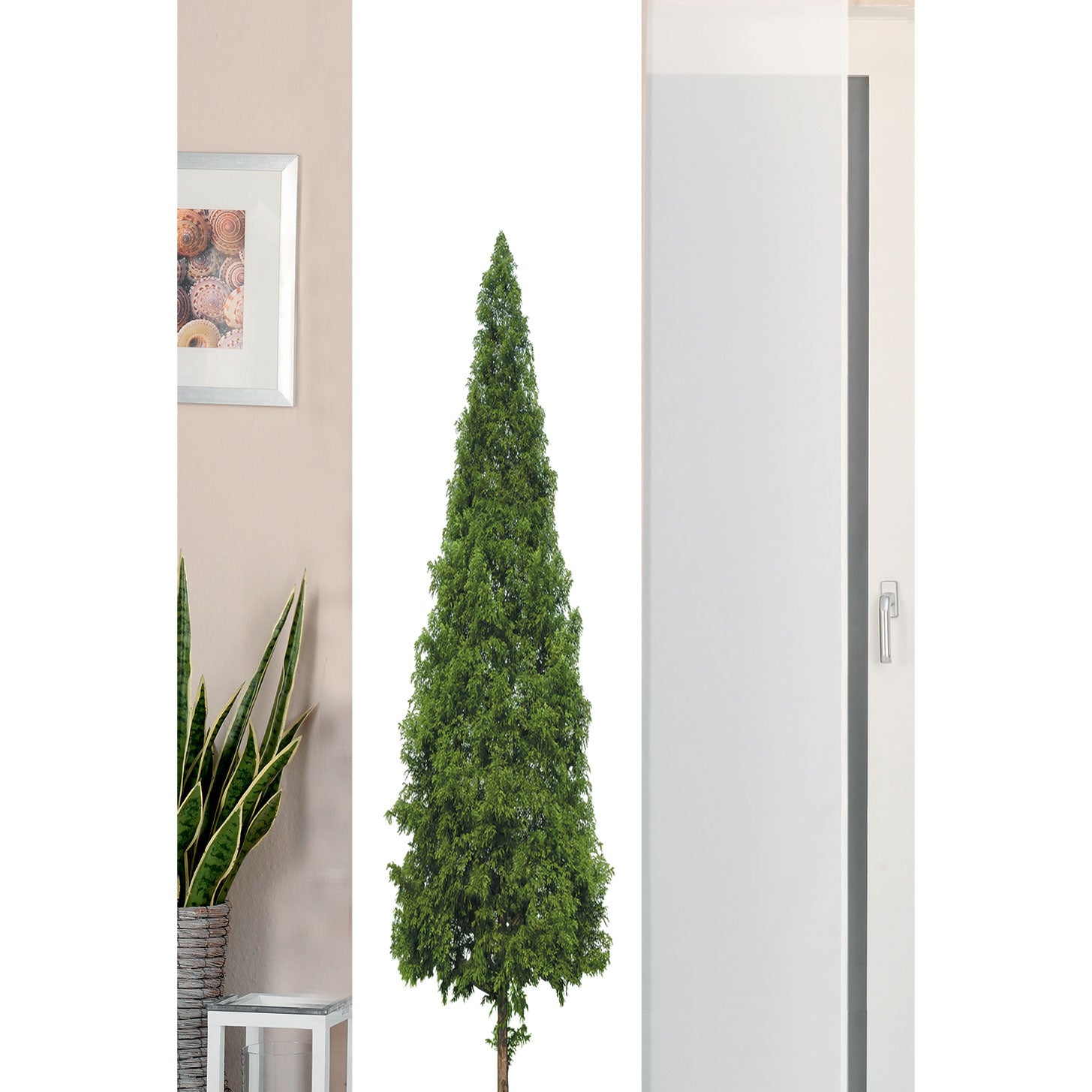 2er Set Schiebegardine Flächenvorhang Wildseide Optik und Voile Paneel 80400 Baum Schiebegardine 80400baum | Gardinenbox.de