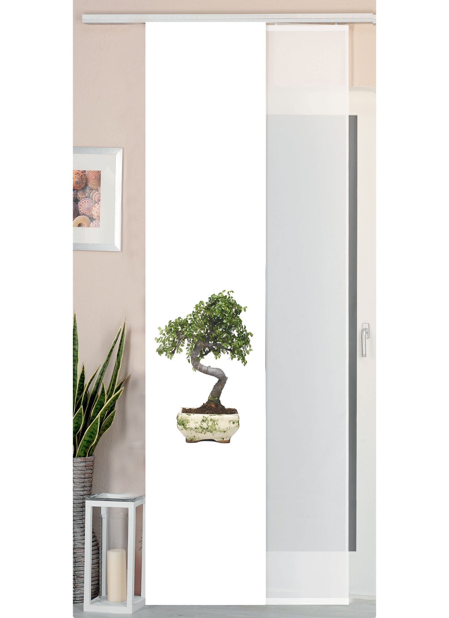 2er Set Schiebegardine Flächenvorhang Wildseide Optik und Voile Paneel 80400 Bonsai Schiebegardine 80400bonsai | Gardinenbox.de