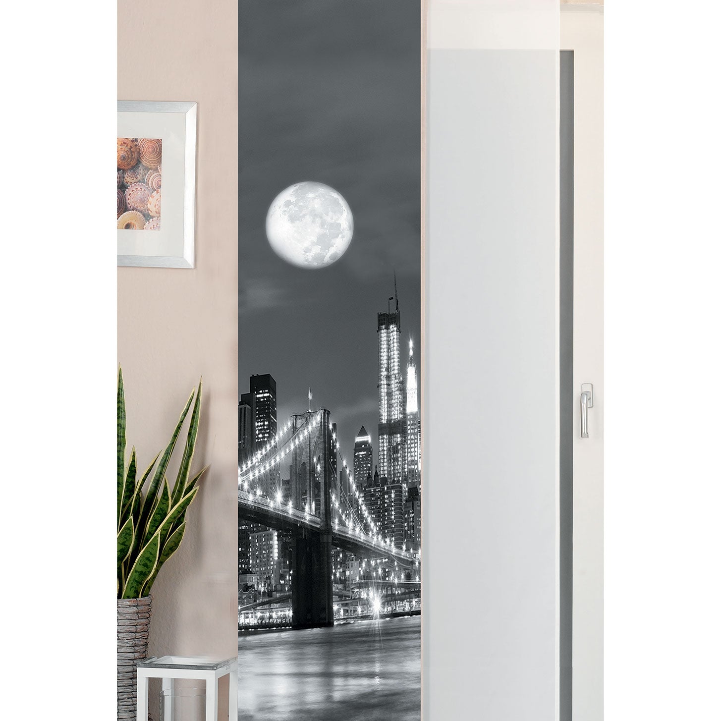 2er Set Schiebegardine Flächenvorhang Wildseide Optik und Voile Paneel 80400 Brücke Schiebegardine 80400bruecke | Gardinenbox.de