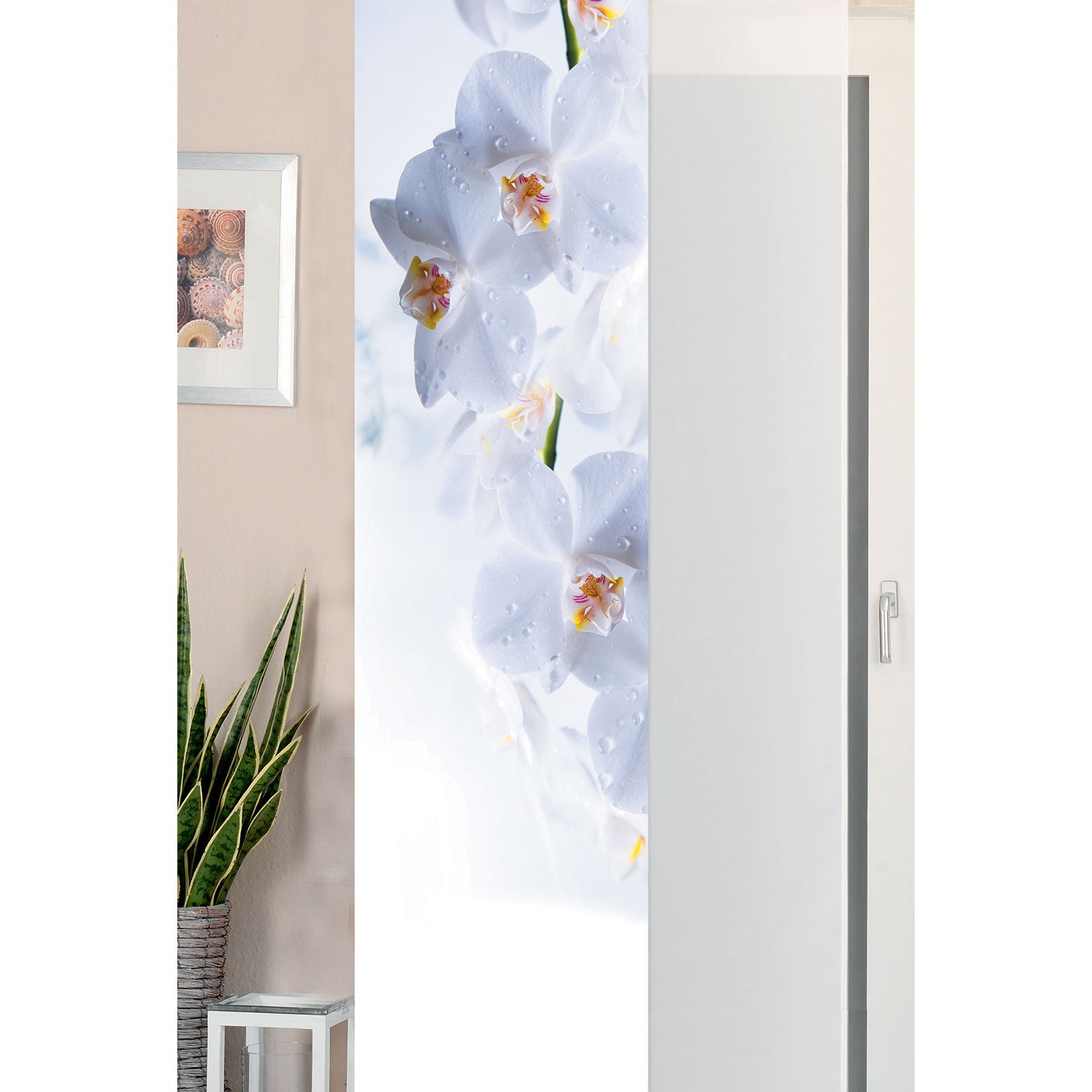 2er Set Schiebegardine Flächenvorhang Wildseide Optik und Voile Paneel 80400 Orchidee Weiß Schiebegardine 80400orchidee_weiss | Gardinenbox.de