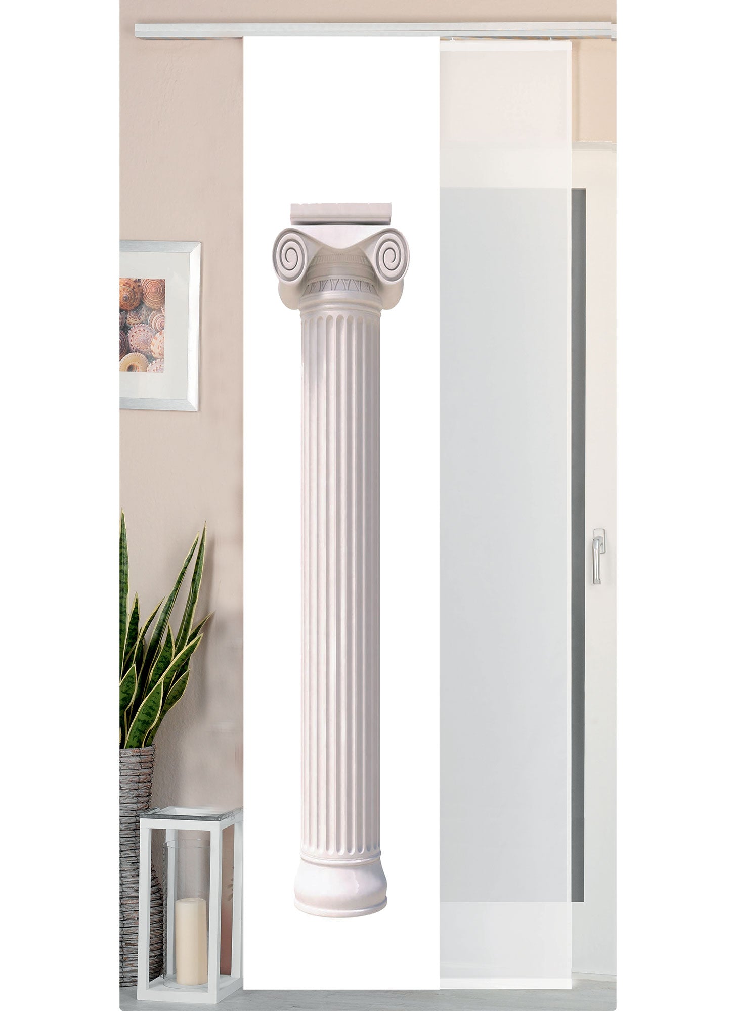 2er Set Schiebegardine Flächenvorhang Wildseide Optik und Voile Paneel 80400 Säule Schiebegardine 80400saeule | Gardinenbox.de