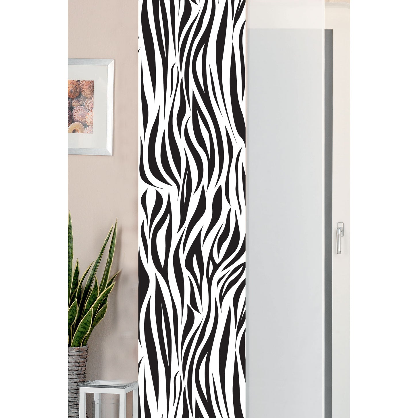 2er Set Schiebegardine Flächenvorhang Wildseide Optik und Voile Paneel 80400 Zebra Schiebegardine 80400zebra | Gardinenbox.de