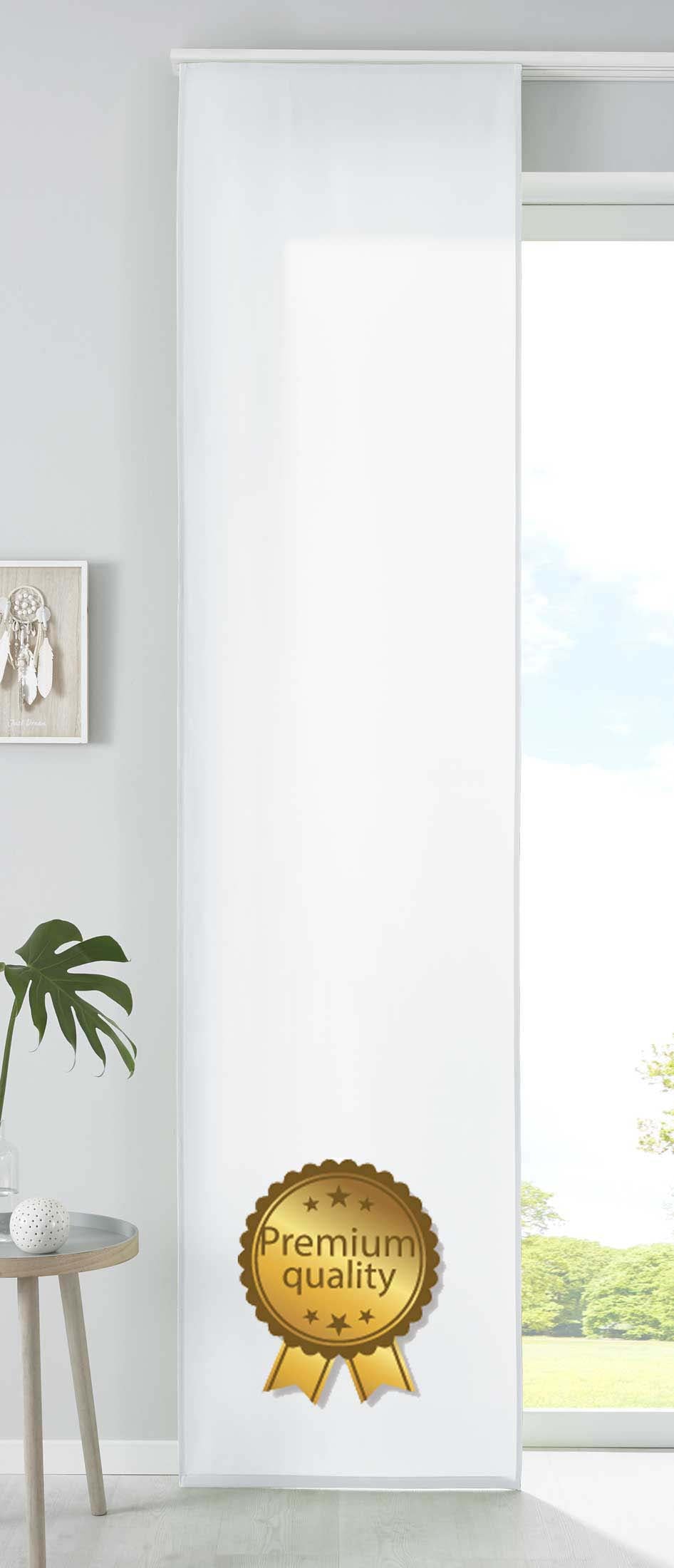 1er Set Schiebegardine Flächenvorhang Mikrofaser Vorhang Gardine Raumteiler Matt Paneelwagen Beschwerungsstange 85600N Weiß Deluxe Schiebegardine 85600Nweiss_deluxe_8a6d9639-6e03-4b6c-8c33-cce33c52ec8e | Gardinenbox.de