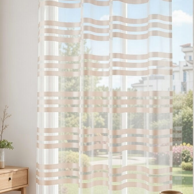 Ösen Schal »GÖTTINGEN« transparent Organza Gardine mit Querstreifen 89133