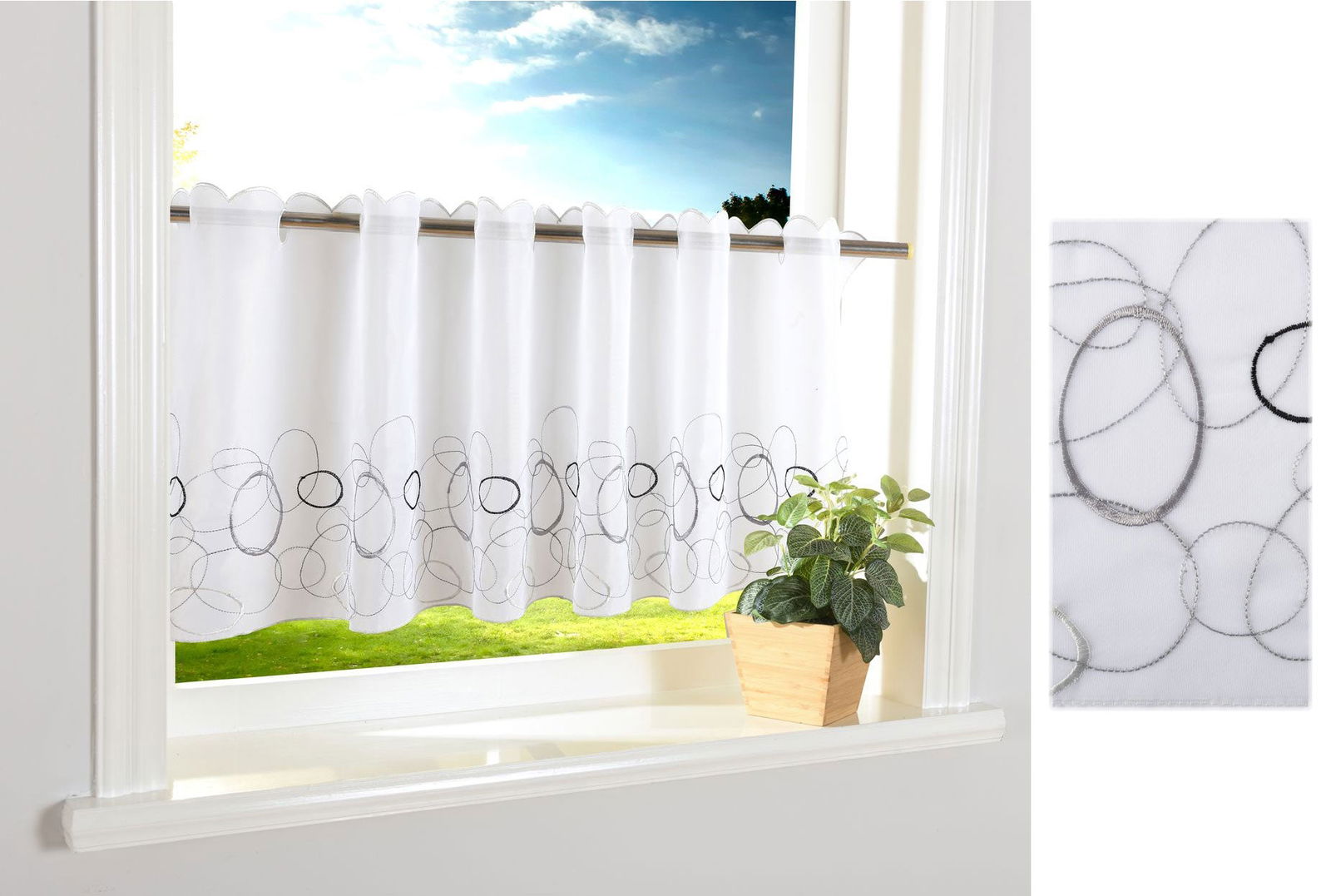 AURA Scheibengardine Stangendurchzug für Gardinenstangen Scheibe Gardine Küche 112240 Schwarz Scheibengardine AURA_Scheibengardine_Stangendurchzug_fur_Gardinenstangen_Scheibe_Gardine_Kuche_112240_-_Gardinenbox.de_-_-3678033 | Gardinenbox.de