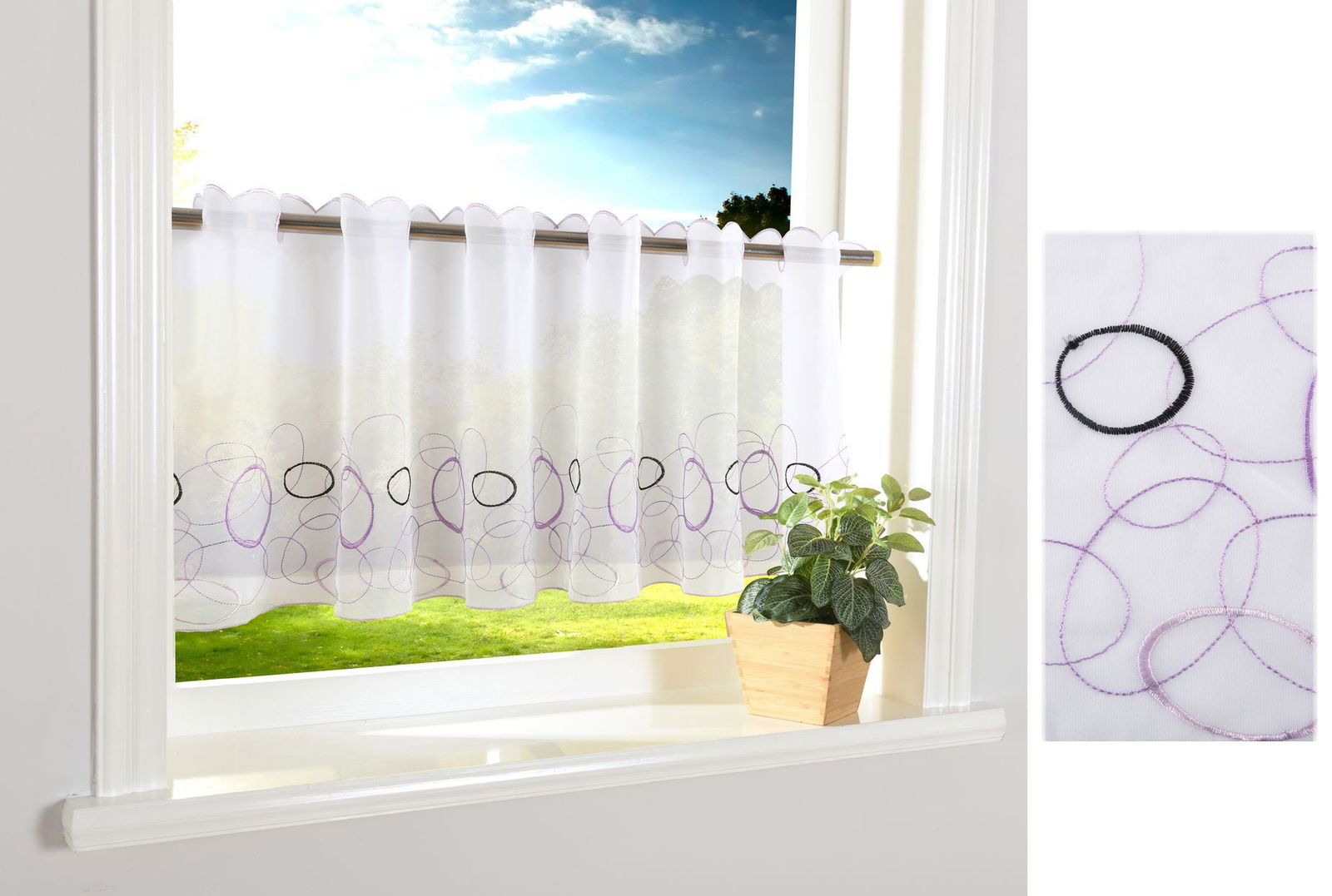 AURA Scheibengardine Stangendurchzug für Gardinenstangen Scheibe Gardine Küche 112240 Lila Scheibengardine AURA_Scheibengardine_Stangendurchzug_fur_Gardinenstangen_Scheibe_Gardine_Kuche_112240_-_Gardinenbox.de_-_-3678080 | Gardinenbox.de