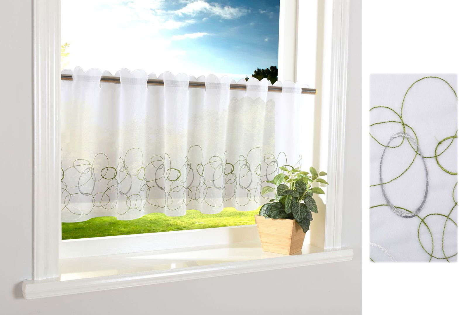 AURA Scheibengardine Stangendurchzug für Gardinenstangen Scheibe Gardine Küche 112240 Grün Scheibengardine AURA_Scheibengardine_Stangendurchzug_fur_Gardinenstangen_Scheibe_Gardine_Kuche_112240_-_Gardinenbox.de_-_-3678174 | Gardinenbox.de