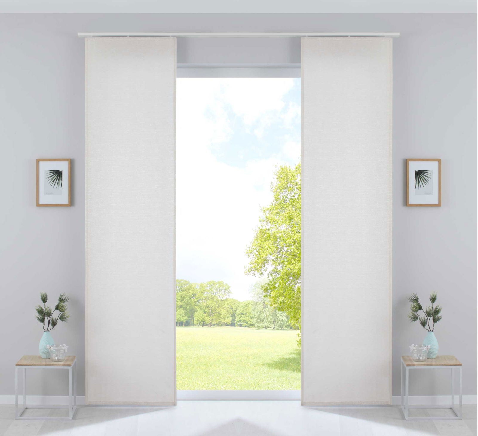 2er Set Flächenvorhänge mit Jacquardmusterung und Effektgarn »Sivas« Schiebegardinen Paneelwagen Moderne Optik 20190351-2 Creme Schiebegardine Fl_chenvorh_nge_Jacquard_Optik_wei | Gardinenbox.de