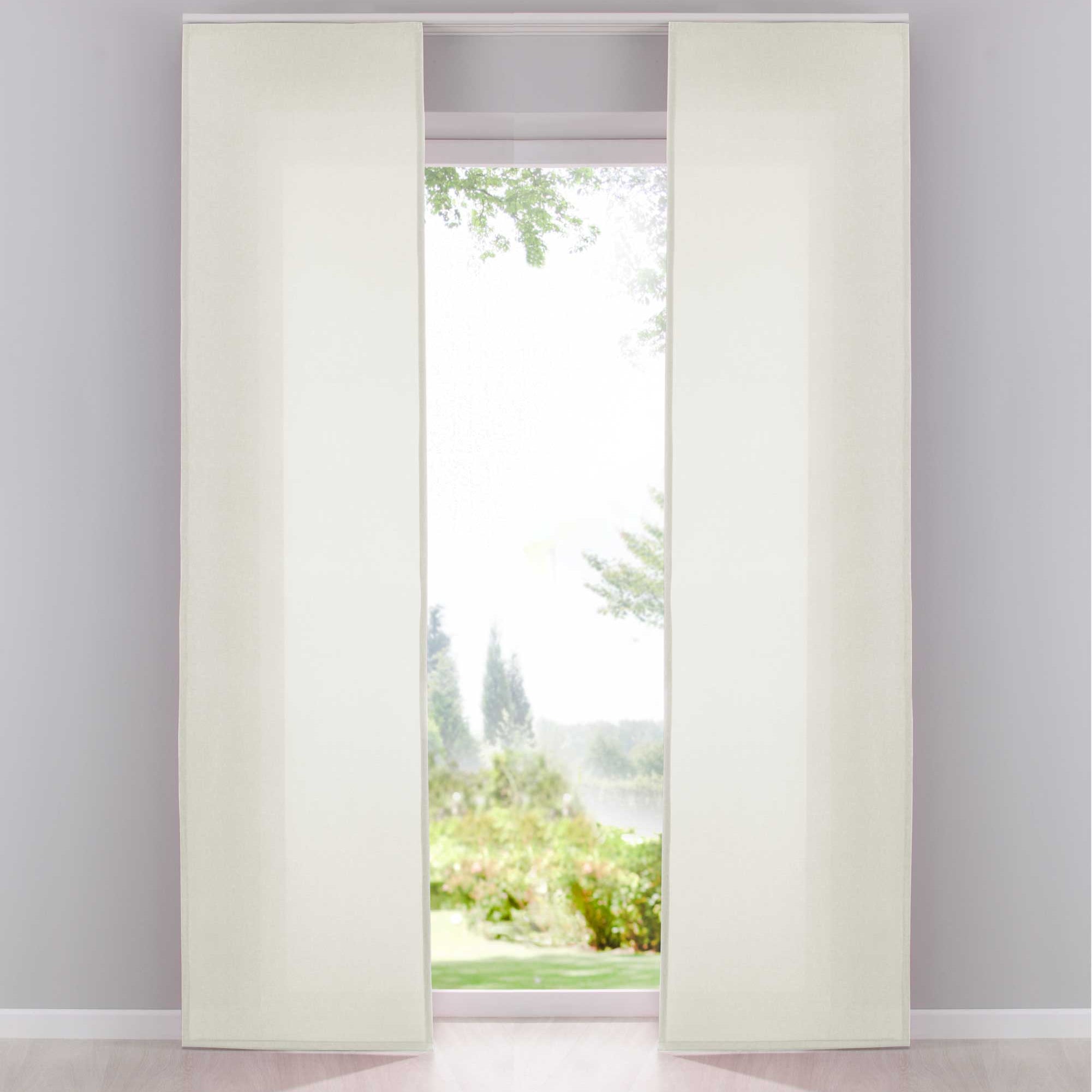 2er Pack Flächenvorhänge Schiebegardinen komplett Set Cationic blickdicht Leinen Optik natura seidenmatt Landhaus Stil 204411-2 Creme Schiebegardine Fl_chenvorh_nge_creme | Gardinenbox.de