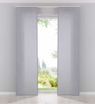 2er Pack Flächenvorhänge Schiebegardinen komplett Set Cationic blickdicht Leinen Optik natura seidenmatt Landhaus Stil 204411-2 Grau Schiebegardine Fl_chenvorh_nge_grau | Gardinenbox.de
