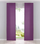 2er Pack Flächenvorhänge Schiebegardinen komplett Set Cationic blickdicht Leinen Optik natura seidenmatt Landhaus Stil 204411-2 Lila Schiebegardine Fl_chenvorh_nge_lila | Gardinenbox.de