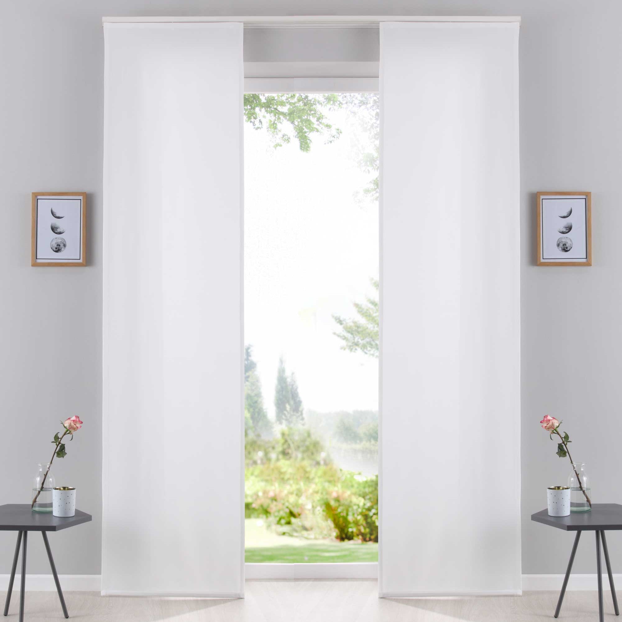 2er Pack Flächenvorhänge Schiebegardinen komplett Set Cationic blickdicht Leinen Optik natura seidenmatt Landhaus Stil 204411-2 Natur Schiebegardine Fl_chenvorh_nge_natur | Gardinenbox.de