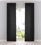 2er Pack Flächenvorhänge Schiebegardinen komplett Set Cationic blickdicht Leinen Optik natura seidenmatt Landhaus Stil 204411-2 Schwarz Schiebegardine Fl_chenvorh_nge_schwarz | Gardinenbox.de