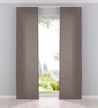 2er Pack Flächenvorhänge Schiebegardinen komplett Set Cationic blickdicht Leinen Optik natura seidenmatt Landhaus Stil 204411-2 Taupe Schiebegardine Fl_chenvorh_nge_taupe | Gardinenbox.de
