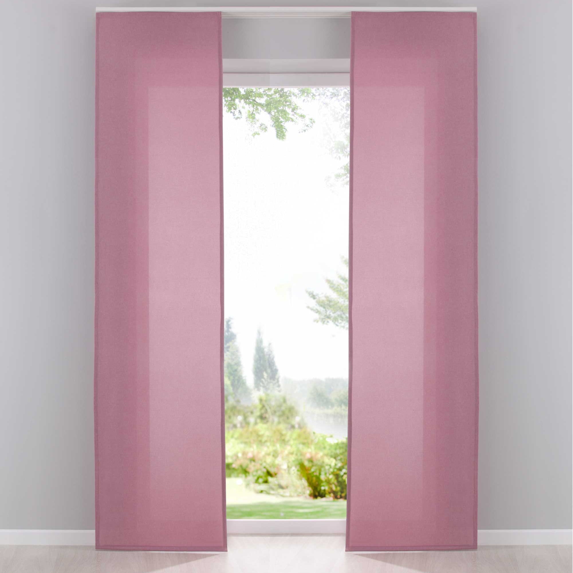 2er Pack Flächenvorhänge Schiebegardinen komplett Set Cationic blickdicht Leinen Optik natura seidenmatt Landhaus Stil 204411-2 Altrosa Schiebegardine Fl_chenvorhang_altrosa | Gardinenbox.de