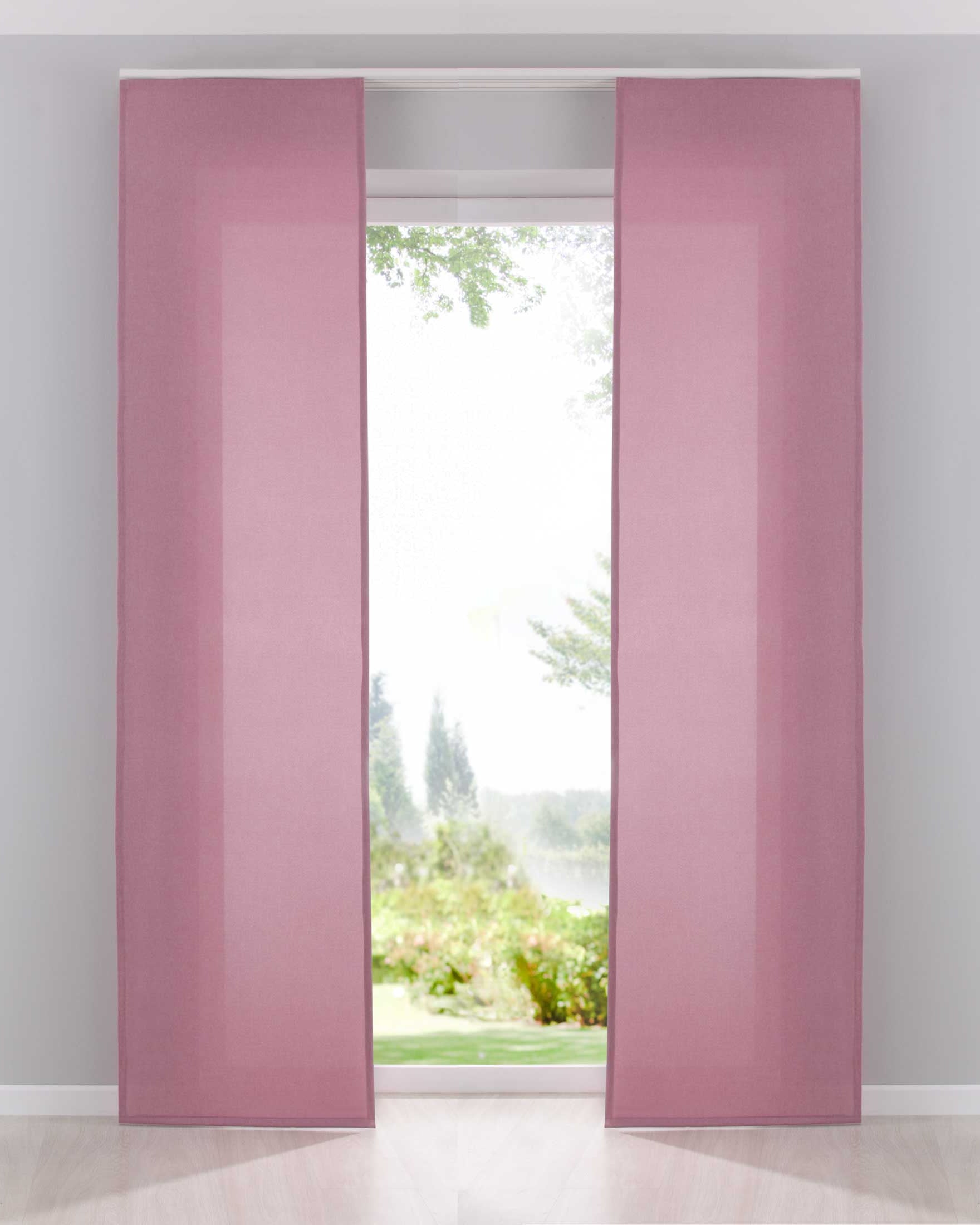 2er Pack Flächenvorhänge Schiebegardinen komplett Set Cationic blickdicht Leinen Optik natura seidenmatt Landhaus Stil 204411-2 Altrosa Schiebegardine Fl_chenvorhang_altrosa | Gardinenbox.de