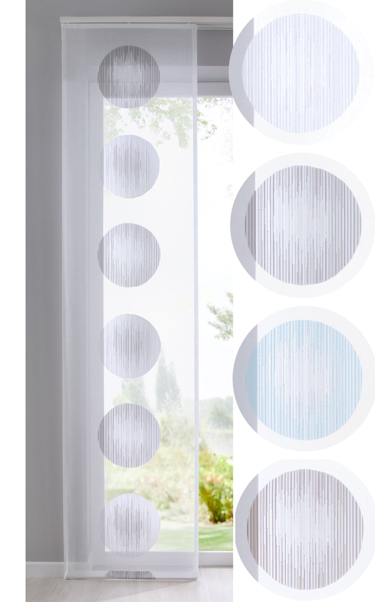 Flächenvorhang »Balikesir« Kreise Muster Schiebegardine Raumteiler Querlinien Wohnzimmer Kugel Ball 10000316 Schiebegardine Flachenvorhang_Balikesir_Kreise_Muster_Schiebegardine_Raumteiler_Querlinien_Wohnzimmer_Kugel_Ball_10000316_-_Gardinenbox.de_-_-3680381 | Gardinenbox.de