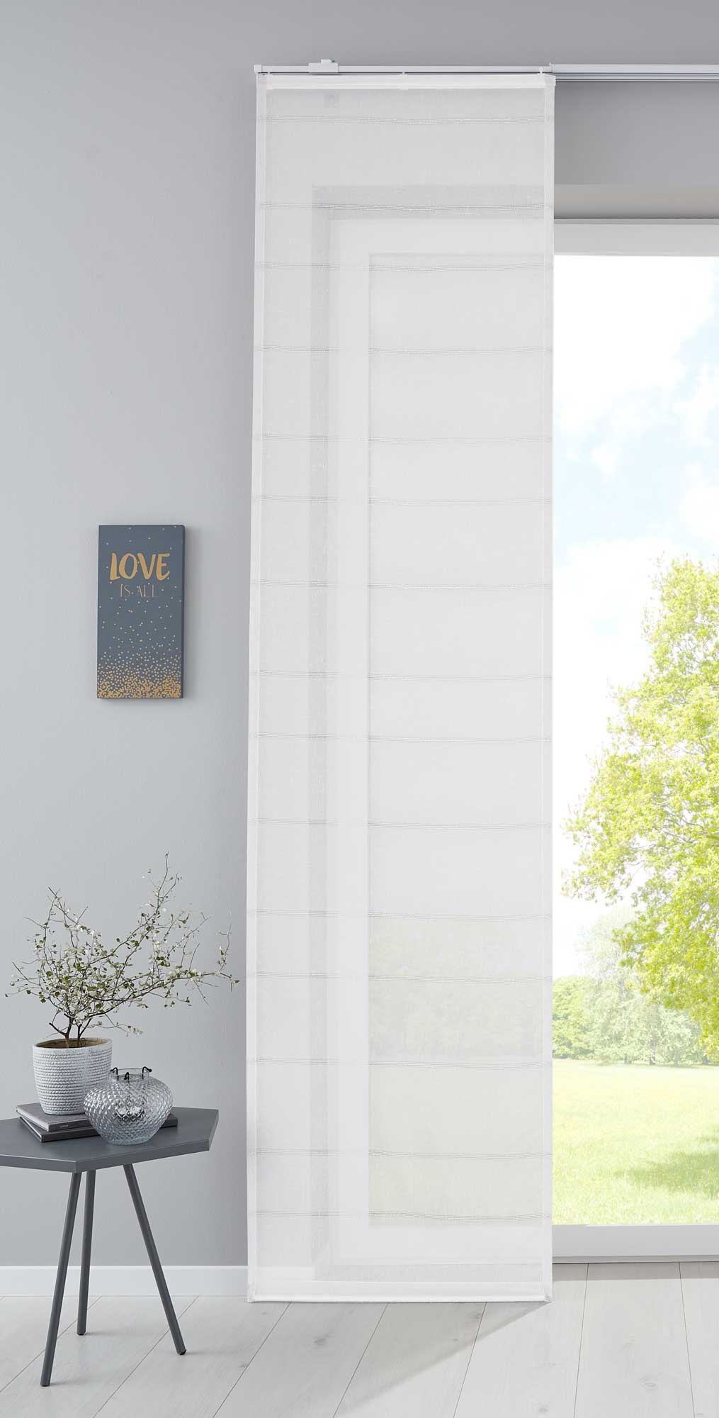 Flächenvorhang »Hatay« Gaze Gewebe Gitterstruktur Linien Musterung Schiebegardine Raumteiler Wohnzimmer 202082 Weiß Schiebegardine Flachenvorhang_Hatay_Gaze_Gewebe_Gitterstruktur_Linien_Musterung_Schiebegardine_Raumteiler_Wohnzimmer_202082_-_Gardinenbox.de_-_-3680609 | Gardinenbox.de