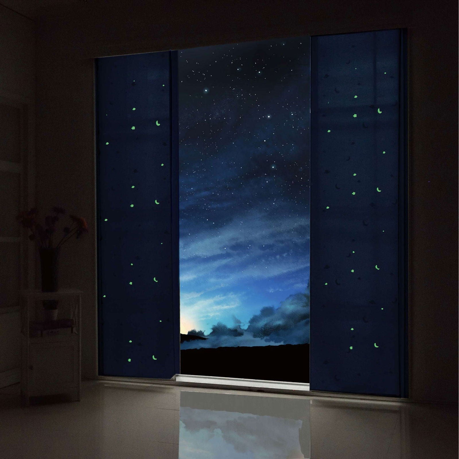 Flächenvorhang blickdicht Motiv Sterne Monde fluoreszierend Kinder Kids Paneelwagen (Höhe x Breite cm) 80495 Blau 2 Stück 245x60 Schiebegardine Flachenvorhang_blickdicht_Motiv_Sterne_Monde_fluoreszierend_Kinder_Kids_Paneelwagen_Hohe_x_Breite_cm_80495_-_Gardinenbox.de_-_-3679801 | Gardinenbox.de