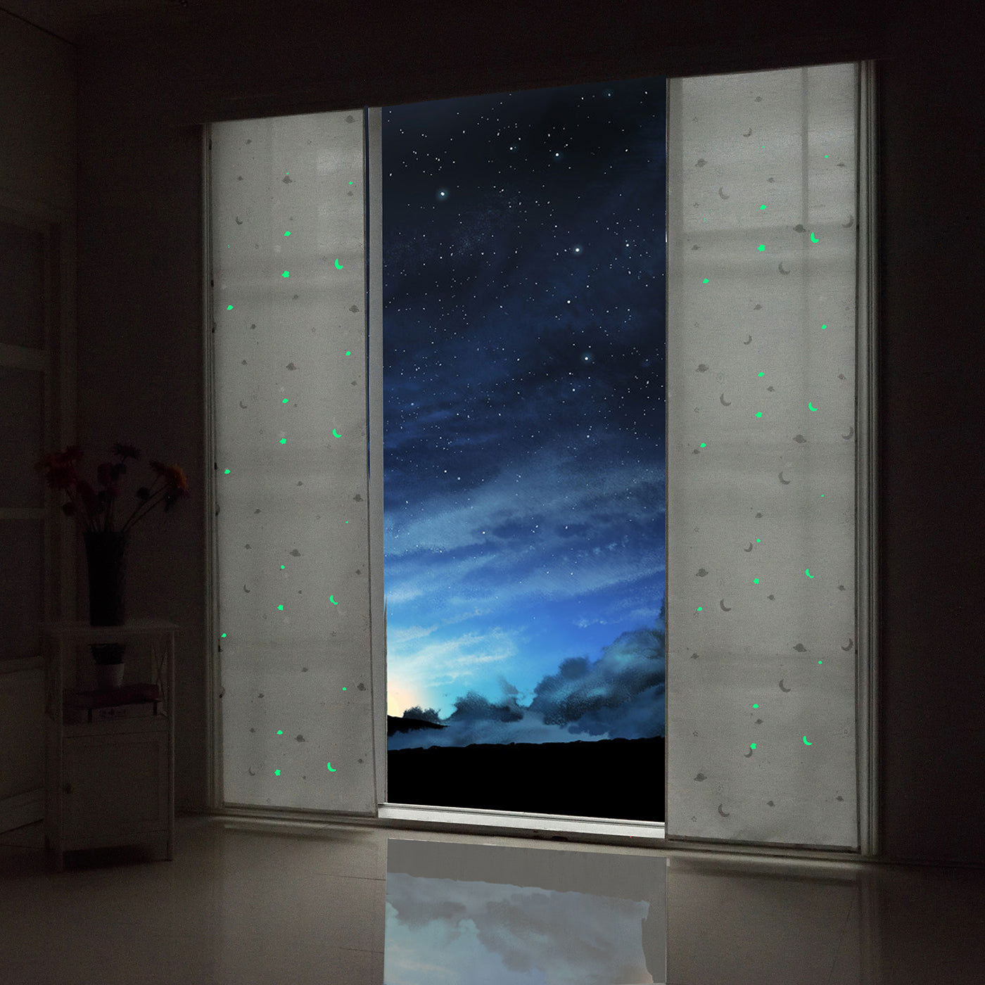 Flächenvorhang blickdicht Motiv Sterne Monde fluoreszierend Kinder Kids Paneelwagen (Höhe x Breite cm) 80495 Schiebegardine Flachenvorhang_blickdicht_Motiv_Sterne_Monde_fluoreszierend_Kinder_Kids_Paneelwagen_Hohe_x_Breite_cm_80495_-_Gardinenbox.de_-_-3679812 | Gardinenbox.de