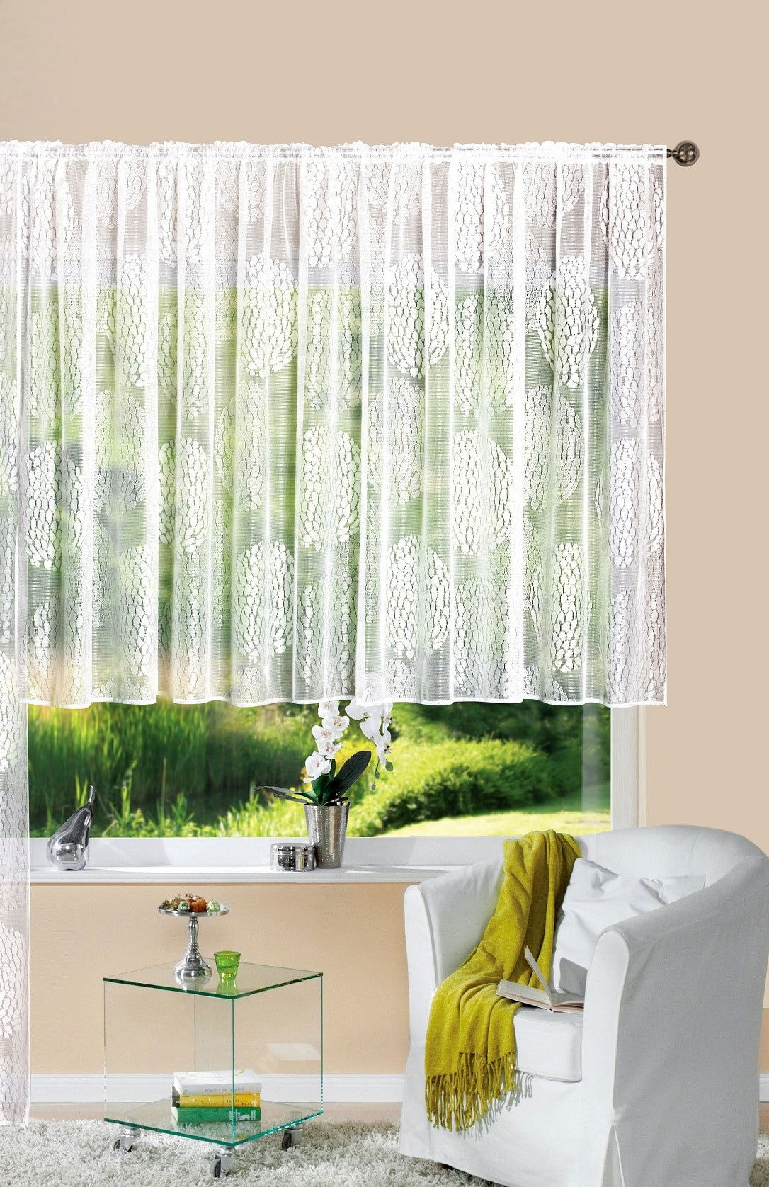 Gardine Store Jacquard Fabio Kräuselband Universalband Weiß Kreismuster Transparent Voile Vorhang Wohnzimmer 13143 HxB 145x300 cm Gardinenstore Gardine_Store_Jacquard_Fabio_Krauselband_Universalband_Weiss_Kreismuster_Transparent_Voile_Vorhang_Wohnzimmer_13143_-_Gardinenbox.de_-_-3682750 | Gardinenbox.de