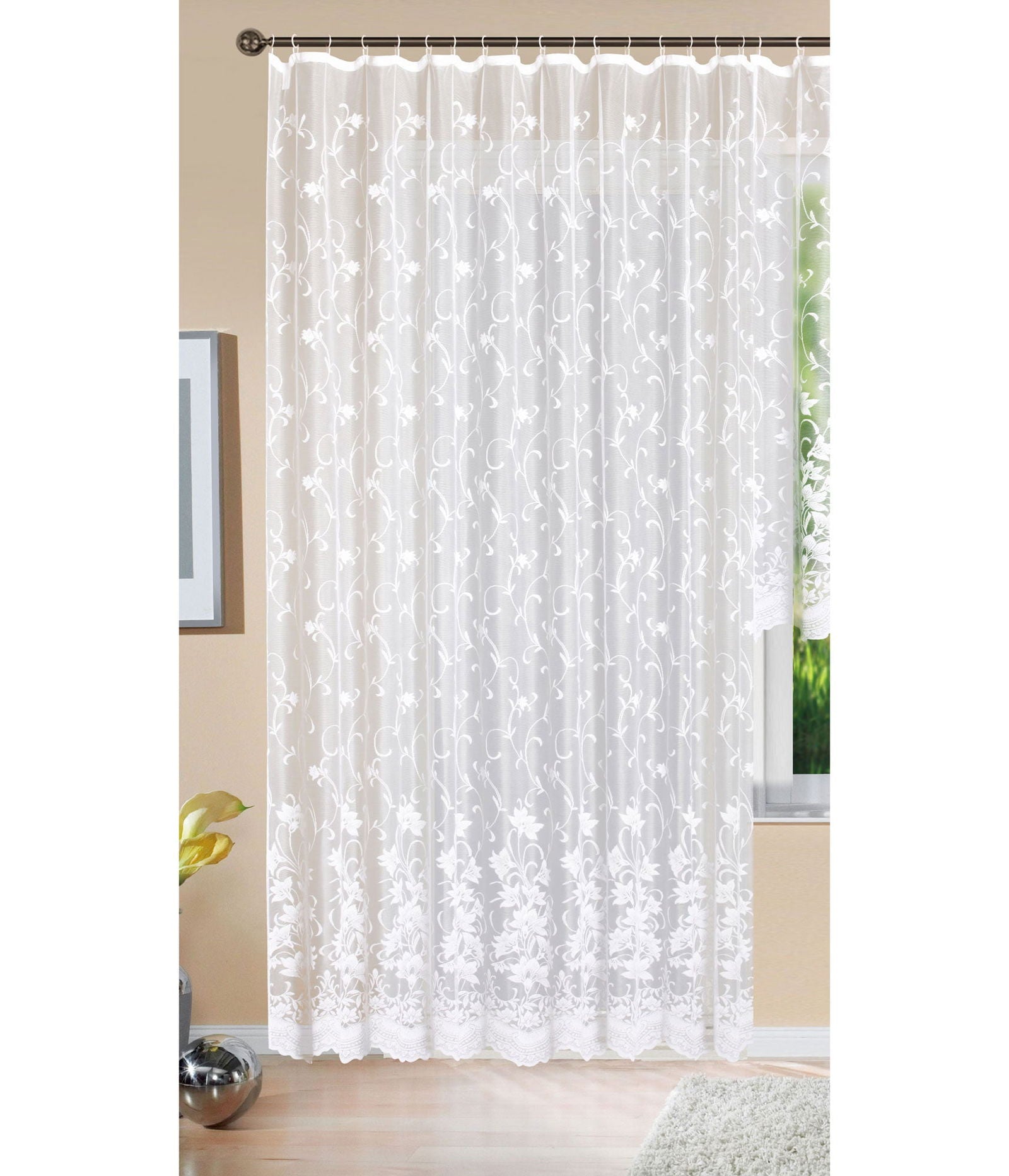Gardine Store Jacquard Koblenz Kräuselband Universalband Weiß Blumenmuster Transparent Voile Vorhang Wohnzimmer 13146 HxB 245x450 cm Gardinenstore Gardine_Store_Jacquard_Koblenz_Krauselband_Universalband_Weiss_Blumenmuster_Transparent_Voile_Vorhang_Wohnzimmer_13146_-_Gardinenbox.de_-_-3682906 | Gardinenbox.de