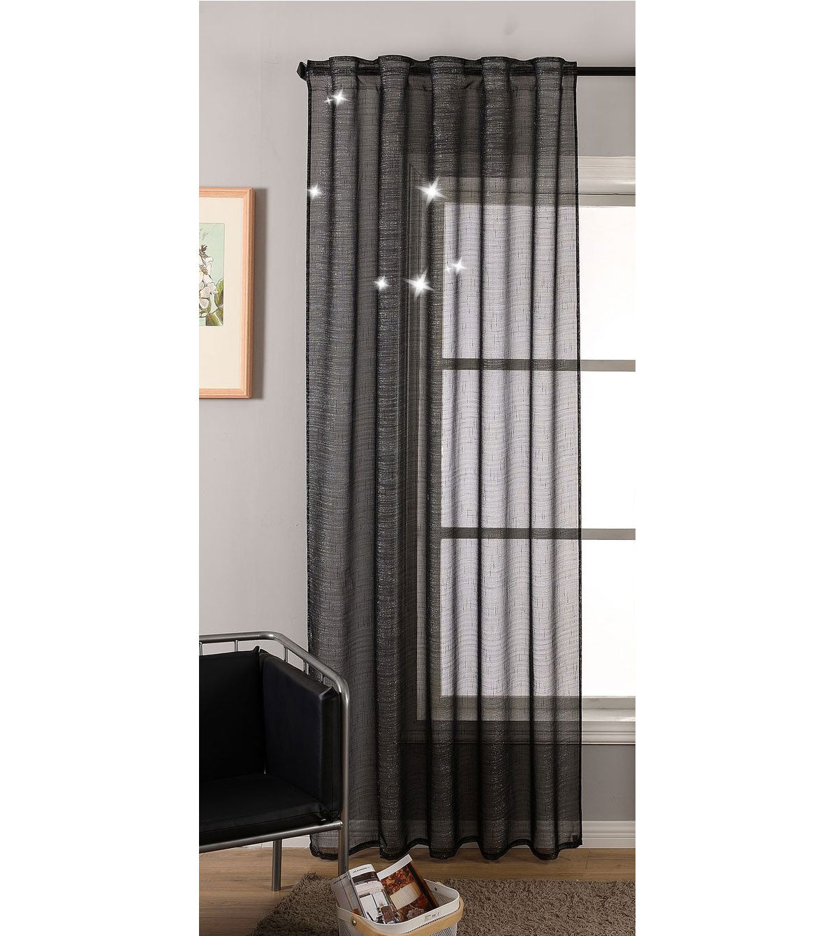 Gardine Vorhang Schal Transparent verdeckte Schlaufen Lurex Garn glänzend (Höhe x Breite cm) 204772 Schwarz 1 Stück HxB 245x140 cm Vorhang Set Gardine_Vorhang_Schal_Transparent_verdeckte_Schlaufen_Lurex_Garn_glanzend_Hohe_x_Breite_cm_204772_-_Gardinenbox.de_-_-3683379 | Gardinenbox.de