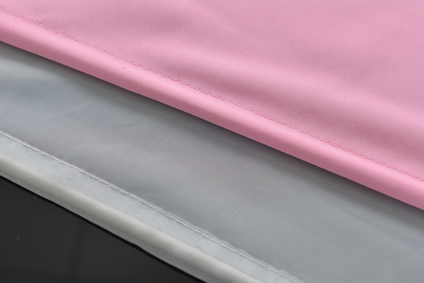 Doppel Raffrollo Palma Microsatin matt Voile Faltgardinen Faltrollo Schlaufenrollo mit Universalgardinenband 20410 Raffrollo Img29949 | Gardinenbox.de