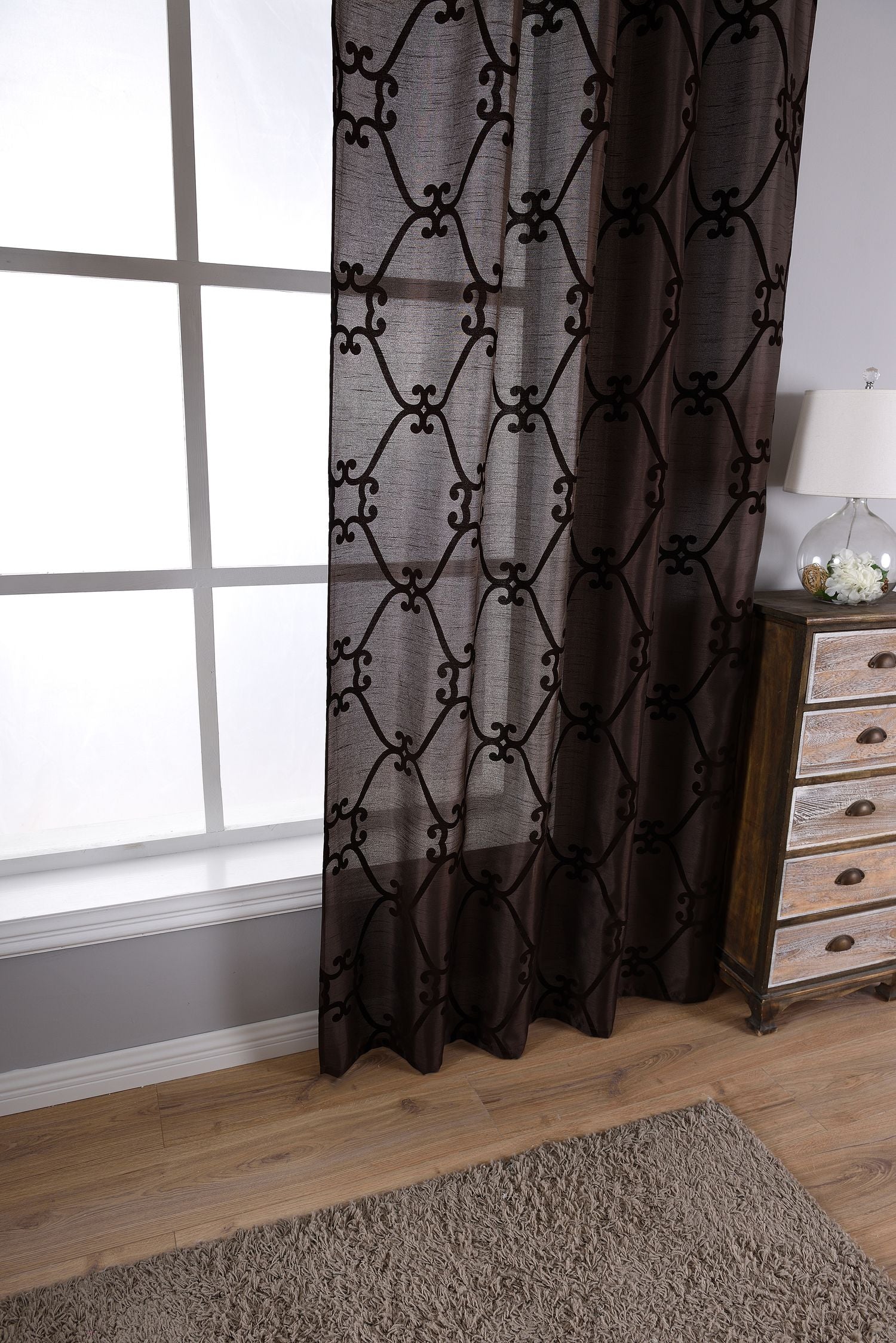 Vorhang Wildseide Optik blickdicht Flockfasern Deko gemustert, blickdicht mit verdecktem Schlaufenband 20200-20210 Vorhang Img6325 | Gardinenbox.de