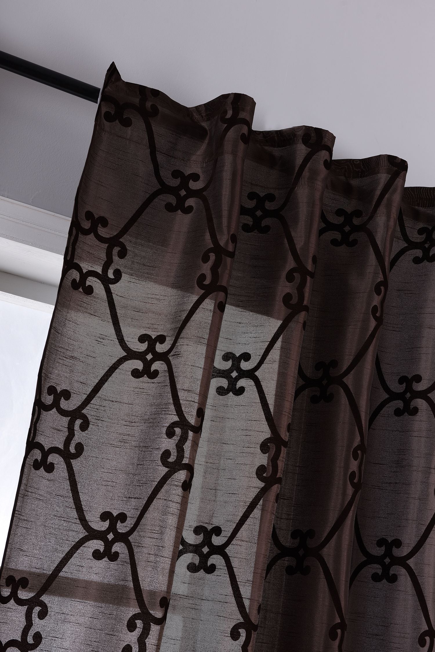 Vorhang Wildseide Optik blickdicht Flockfasern Deko gemustert, blickdicht mit verdecktem Schlaufenband 20200-20210 Vorhang Img6328_1 | Gardinenbox.de