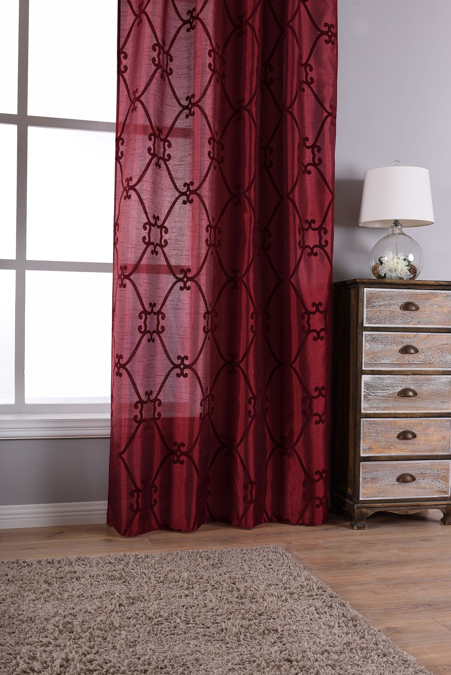 Vorhang Wildseide Optik blickdicht Flockfasern Deko gemustert, blickdicht mit verdecktem Schlaufenband 20200-20210 Vorhang Img6333 | Gardinenbox.de