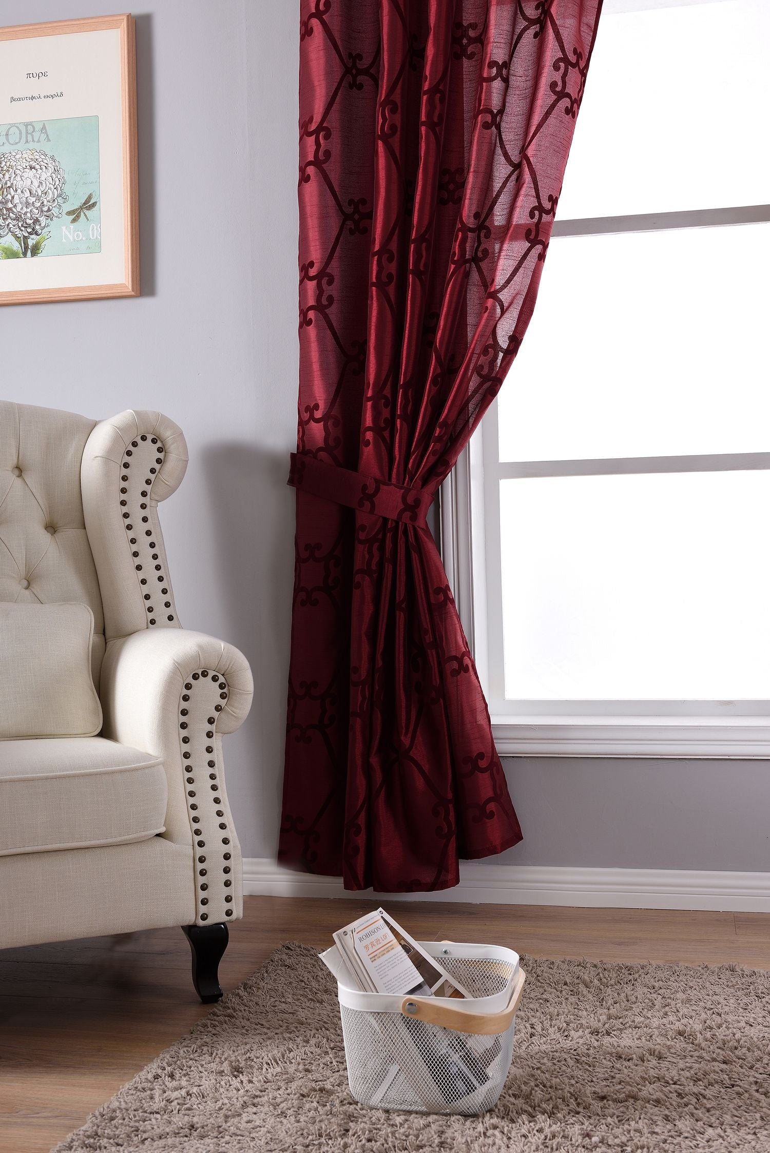 Vorhang Wildseide Optik blickdicht Flockfasern Deko gemustert, blickdicht mit verdecktem Schlaufenband 20200-20210 Vorhang Img6334 | Gardinenbox.de