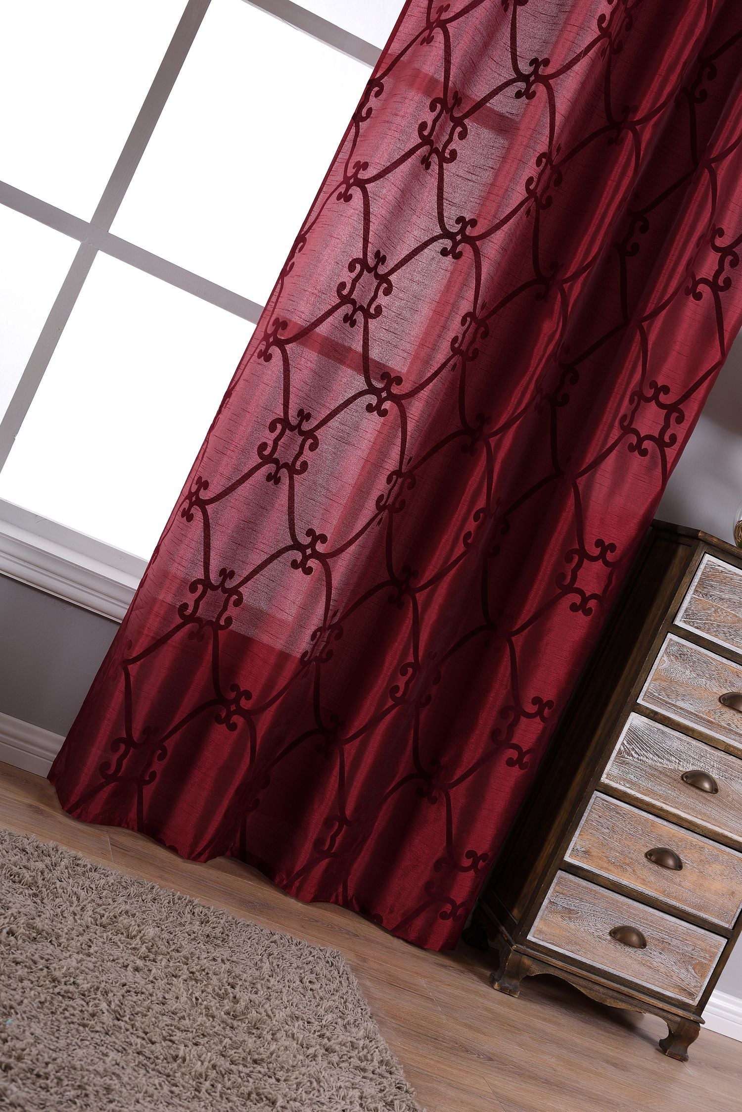 Vorhang Wildseide Optik blickdicht Flockfasern Deko gemustert, blickdicht mit verdecktem Schlaufenband 20200-20210 Vorhang Img6335 | Gardinenbox.de