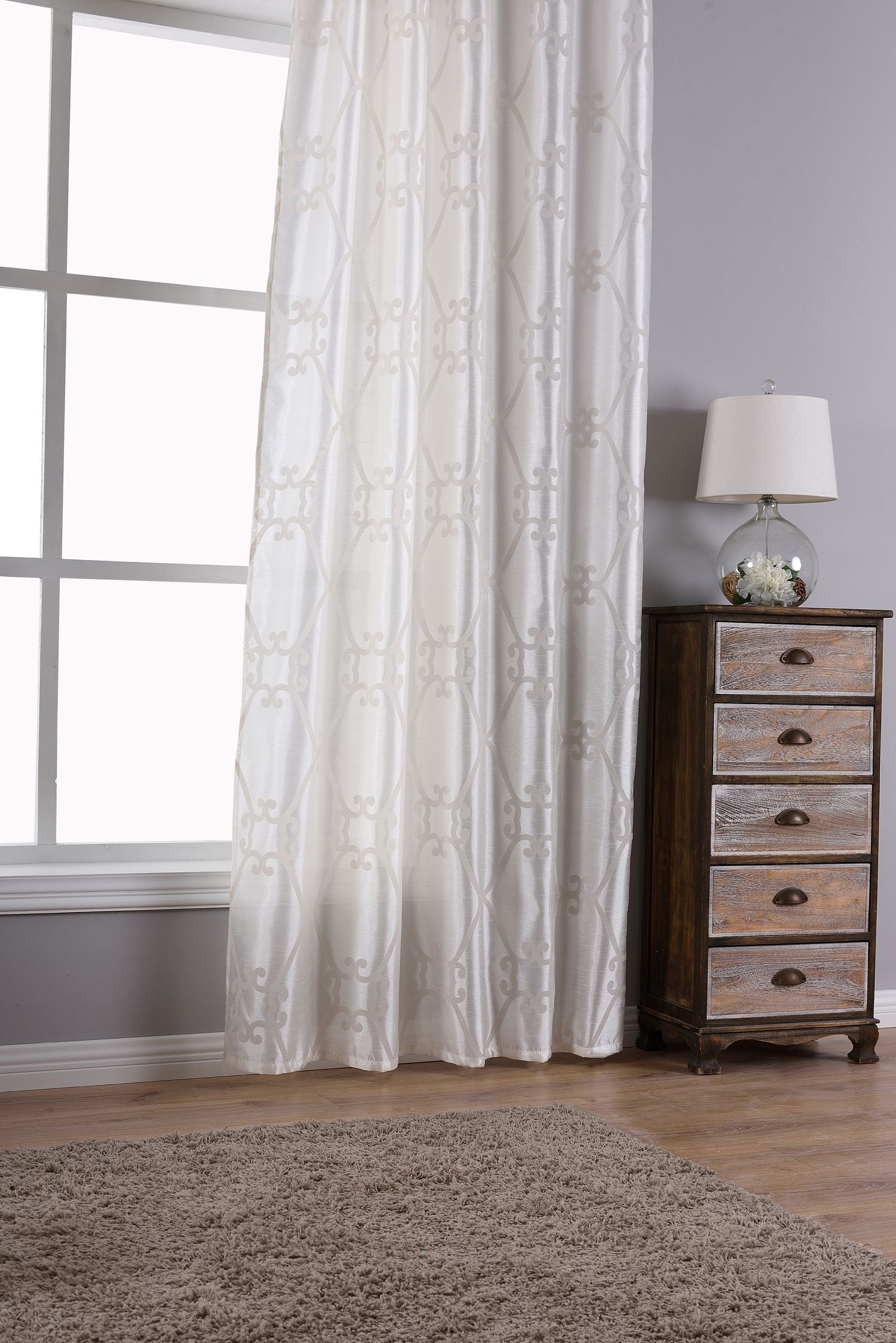 Vorhang Wildseide Optik blickdicht Flockfasern Deko gemustert, blickdicht mit verdecktem Schlaufenband 20200-20210 Vorhang Img6351 | Gardinenbox.de