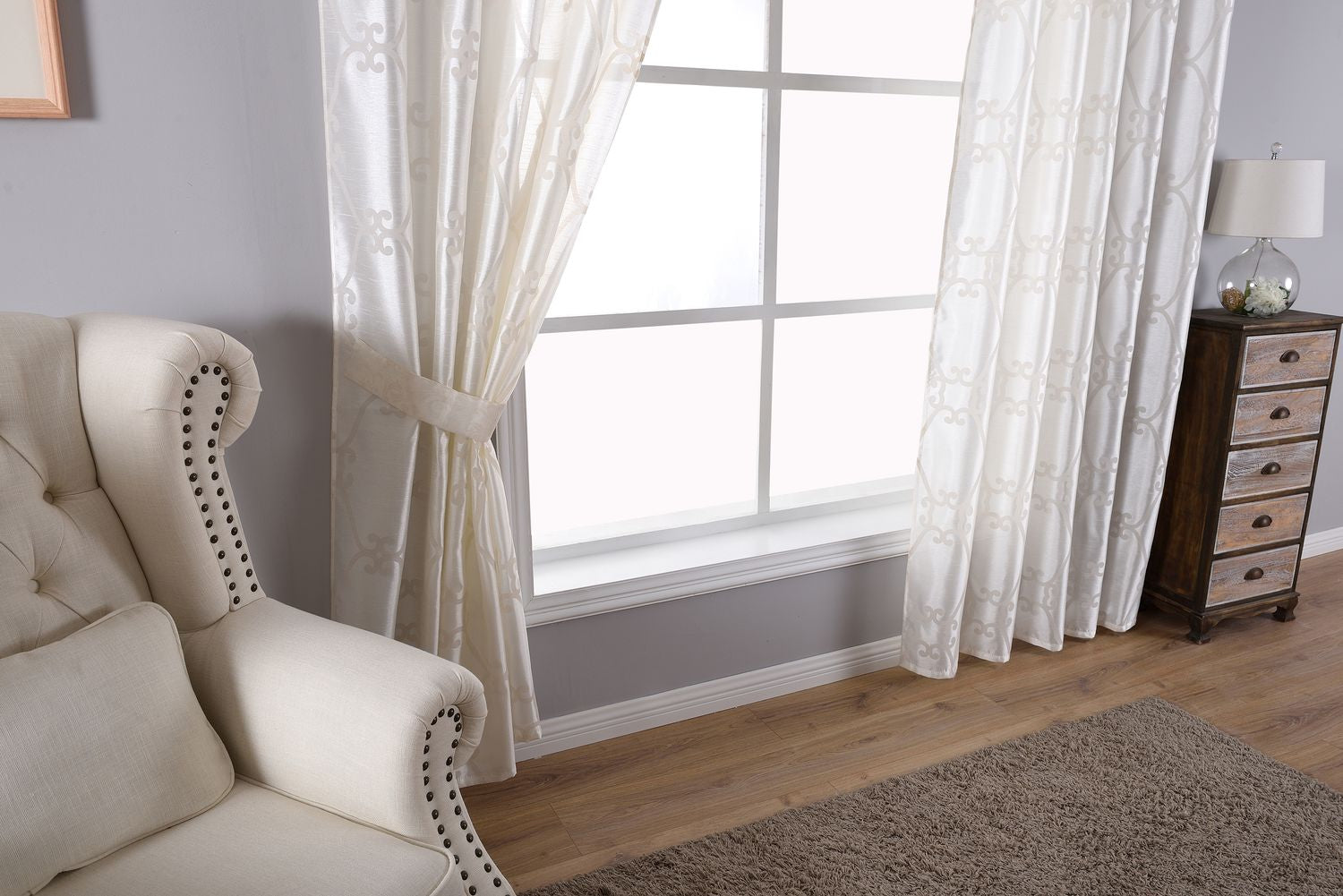 Vorhang Wildseide Optik blickdicht Flockfasern Deko gemustert, blickdicht mit verdecktem Schlaufenband 20200-20210 Vorhang Img6353 | Gardinenbox.de