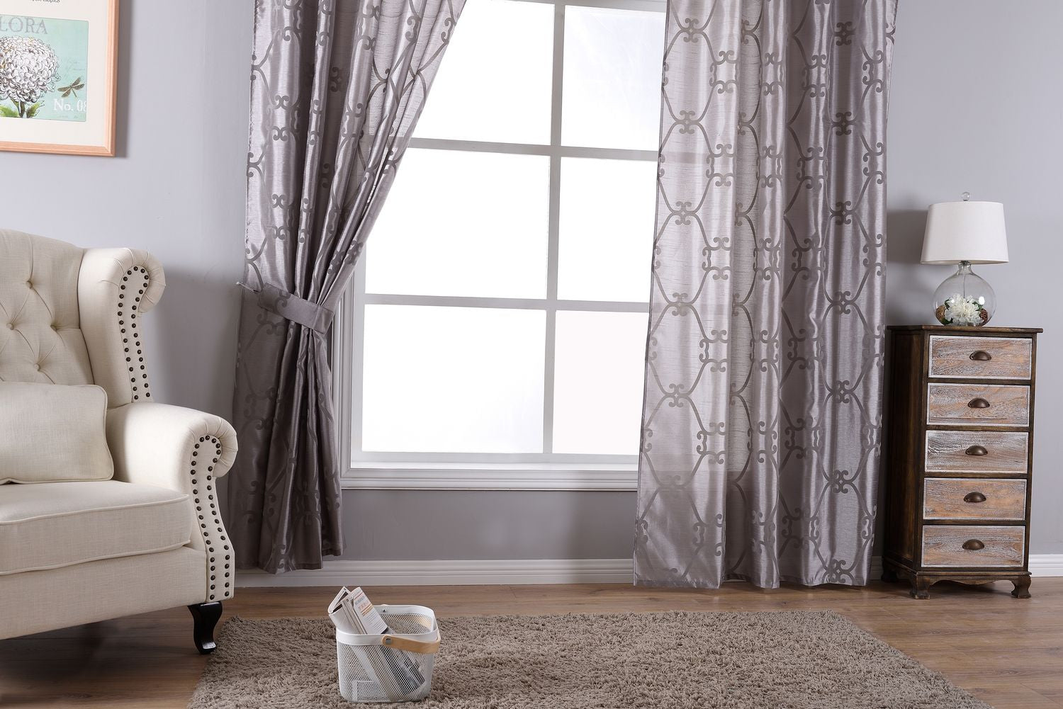 Vorhang Wildseide Optik blickdicht Flockfasern Deko gemustert, blickdicht mit verdecktem Schlaufenband 20200-20210 Vorhang Img6361 | Gardinenbox.de