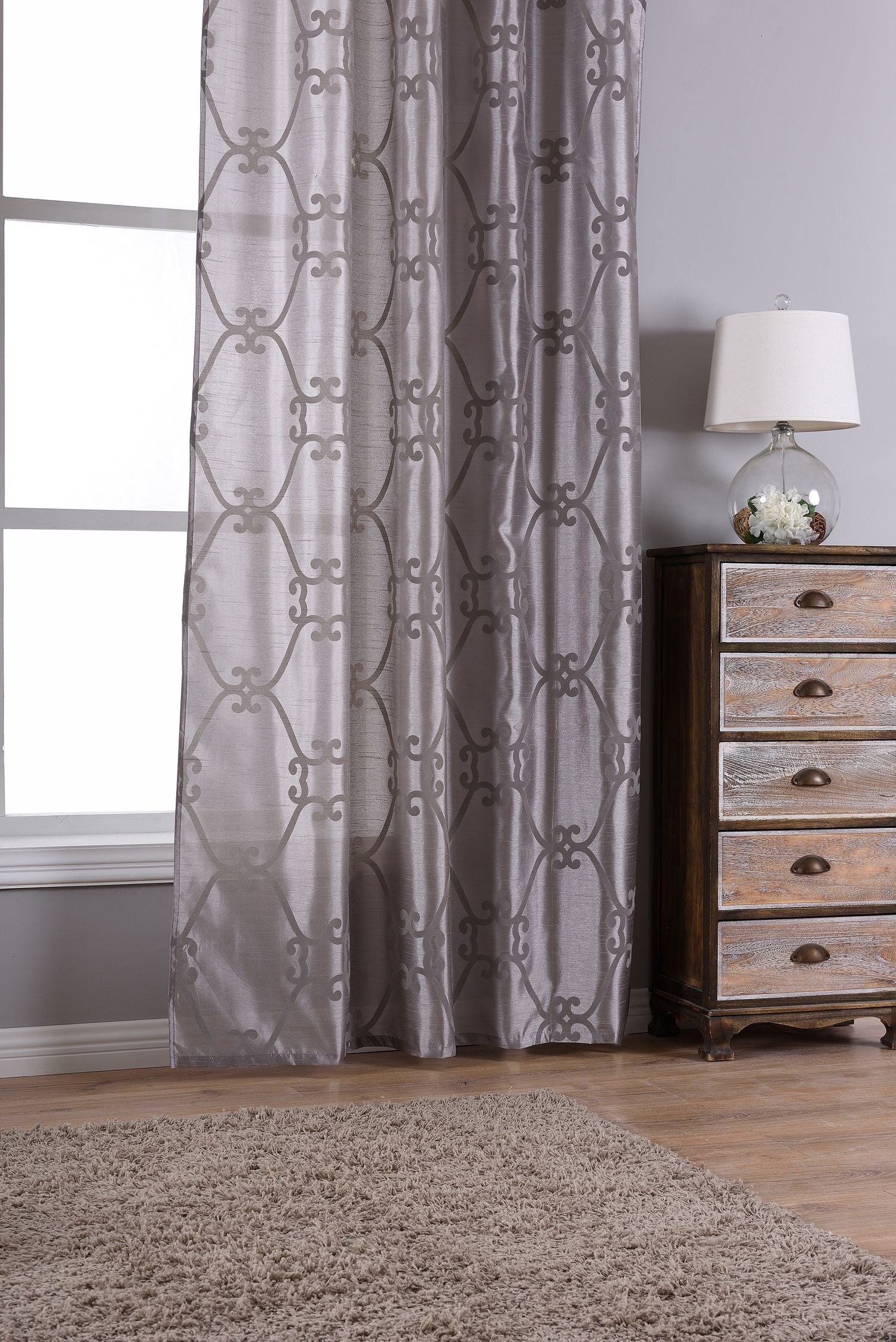 Vorhang Wildseide Optik blickdicht Flockfasern Deko gemustert, blickdicht mit verdecktem Schlaufenband 20200-20210 Vorhang Img6363 | Gardinenbox.de