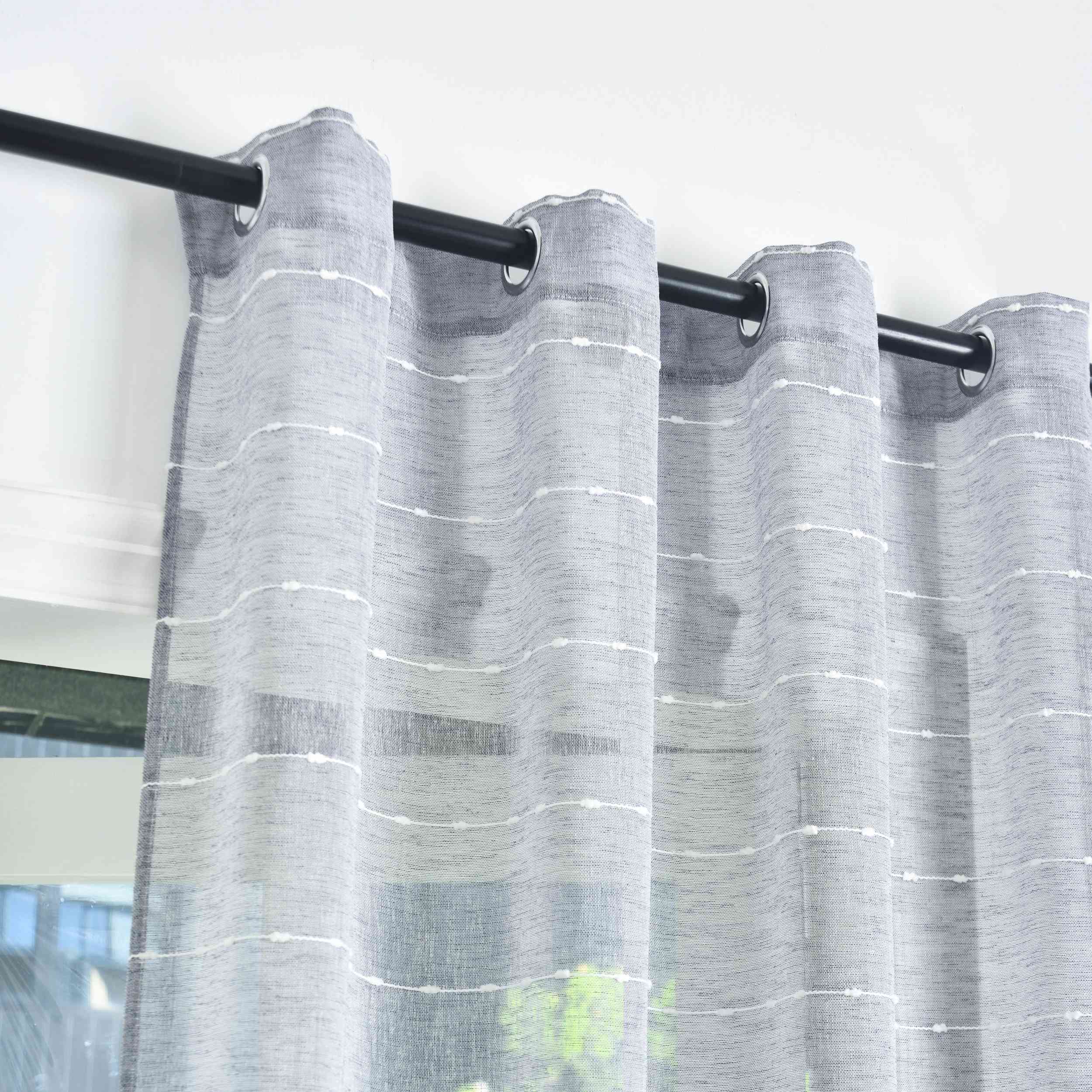 Halbtransparente Gardine mit Ösen »Kassel« Chenille Leinenbindung Streifen Grobfaserig 202470 Gardinenschal Img6376_1_802e359c-08a4-4c03-a9fd-26b0ba624585 | Gardinenbox.de