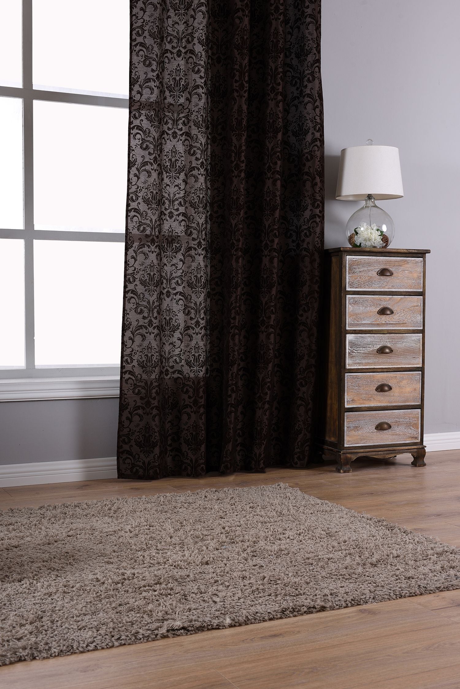 Vorhang Wildseide Optik blickdicht Flockfasern Deko gemustert, blickdicht mit verdecktem Schlaufenband 20200-20210 Vorhang Img6407 | Gardinenbox.de