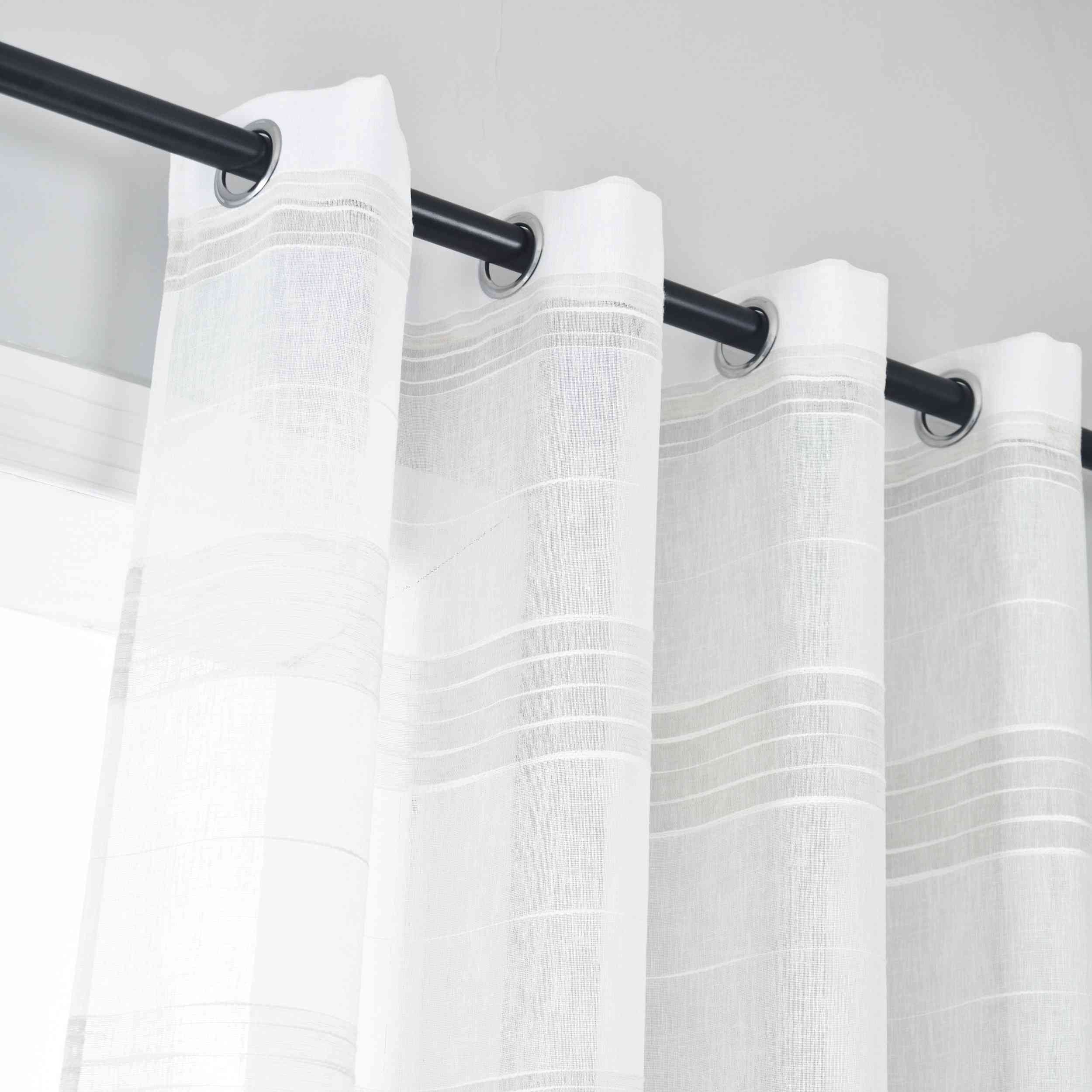 Halbtransparente Gardine mit Ösen »Frankfurt« Leinenbindung Robust Formstabil Linienmuster 202460 Gardinenschal Img6467 | Gardinenbox.de