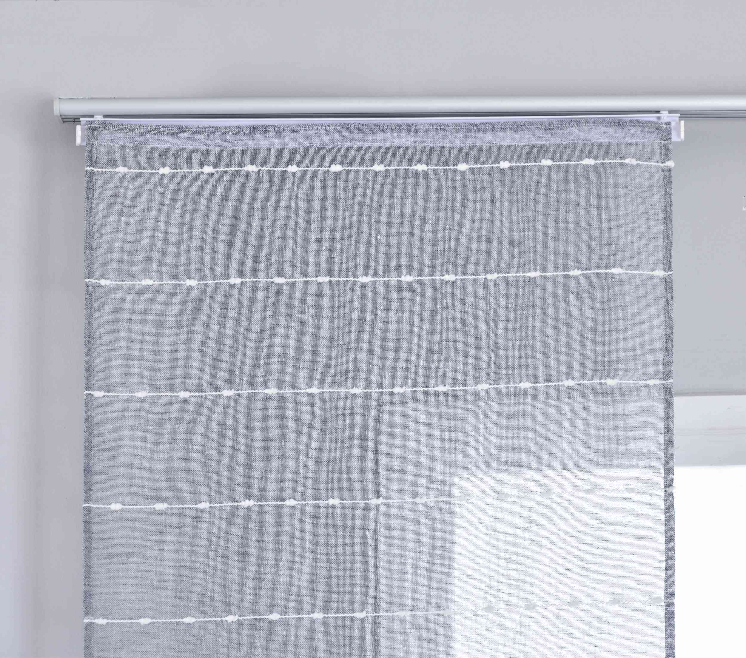 Halbtransparente Schiebegardine mit Paneelwagen »Kassel« Chenille Leinenbindung Streifen 202470P Schiebegardine Img7510 | Gardinenbox.de
