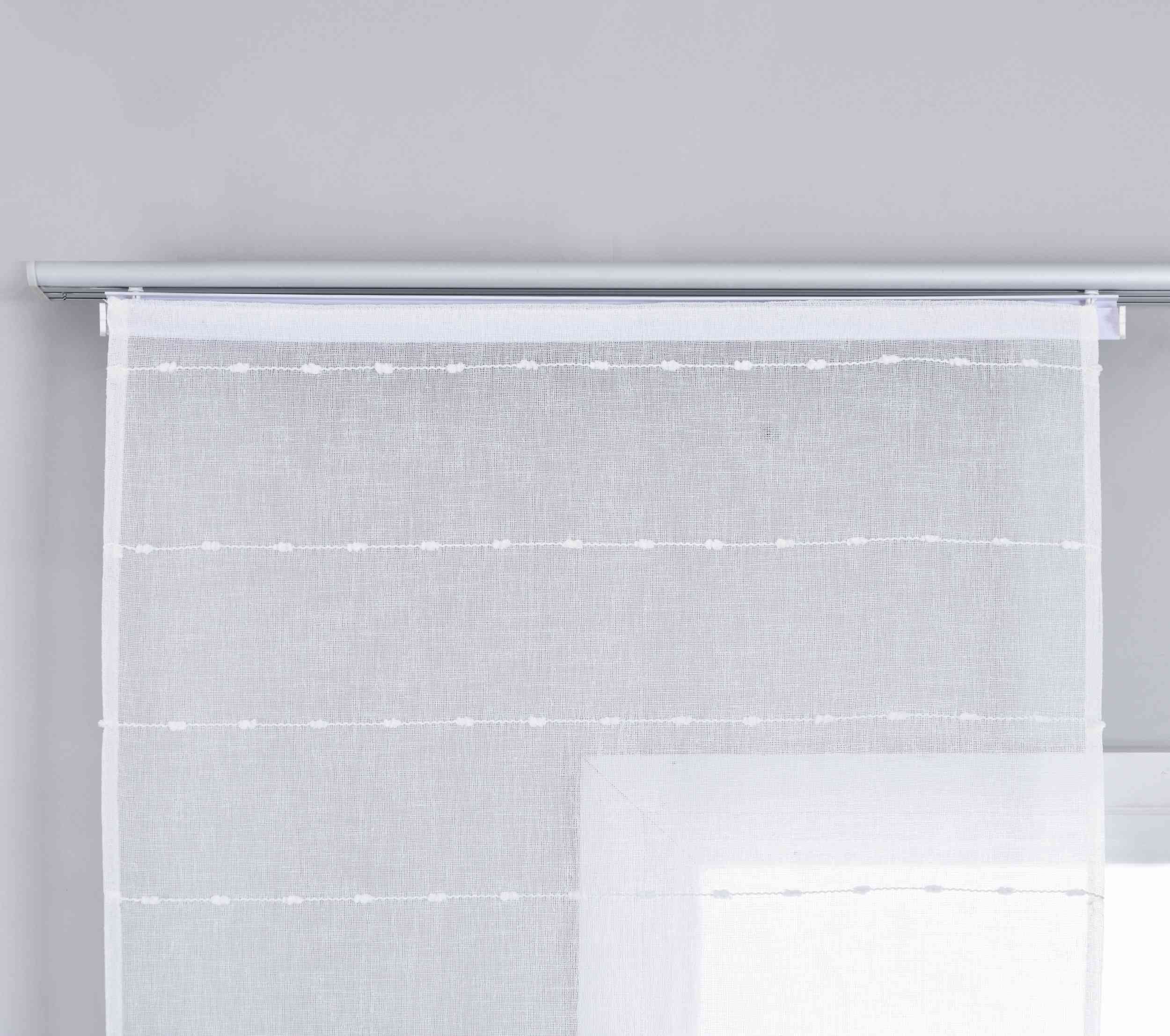 Halbtransparente Schiebegardine mit Paneelwagen »Kassel« Chenille Leinenbindung Streifen 202470P Schiebegardine Img7530 | Gardinenbox.de