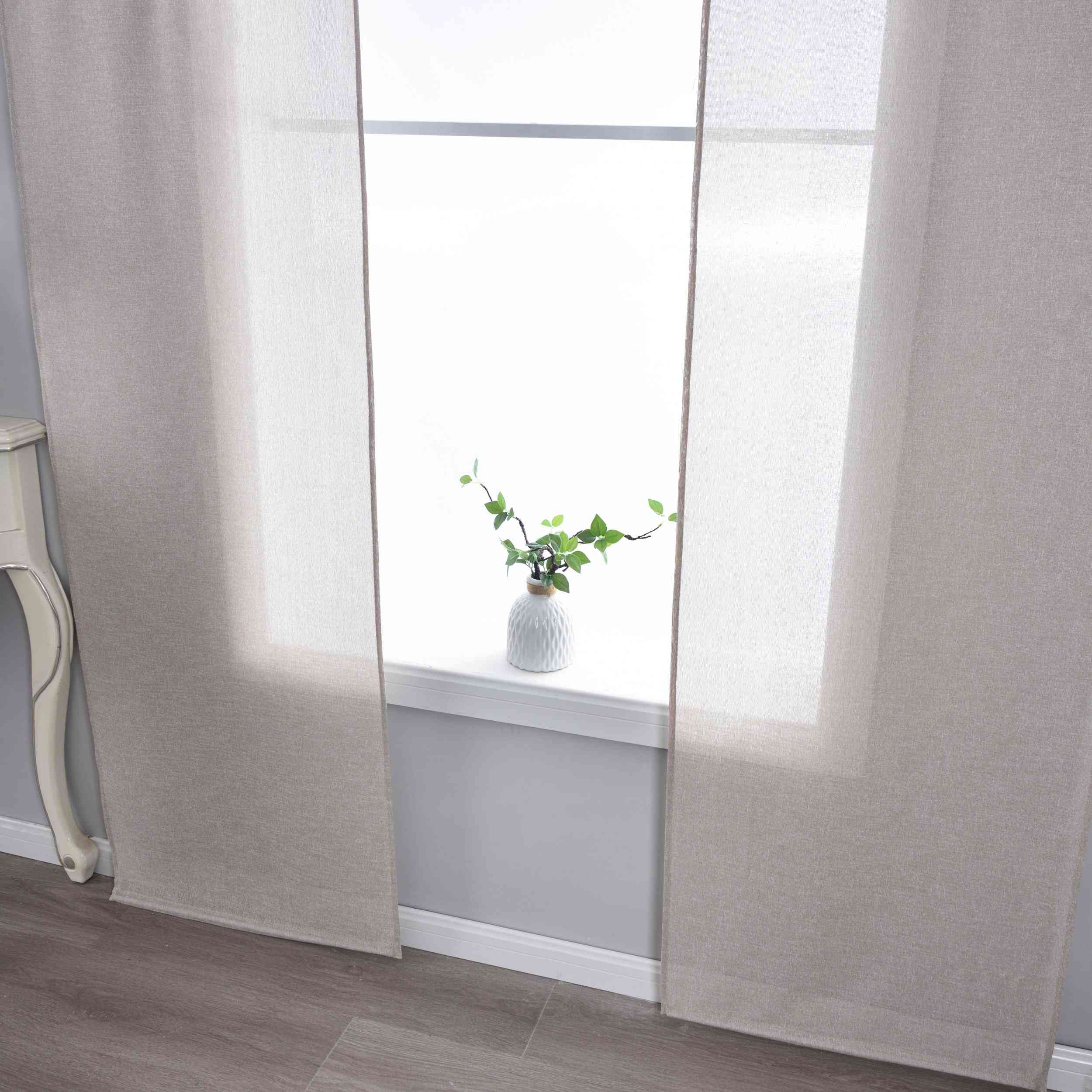 Halbtransparente Schiebegardine mit Paneelwagen »Leipzig« Kettenmuster lichtdurchlässig elegante Struktur 202450P Schiebegardine Img7558 | Gardinenbox.de