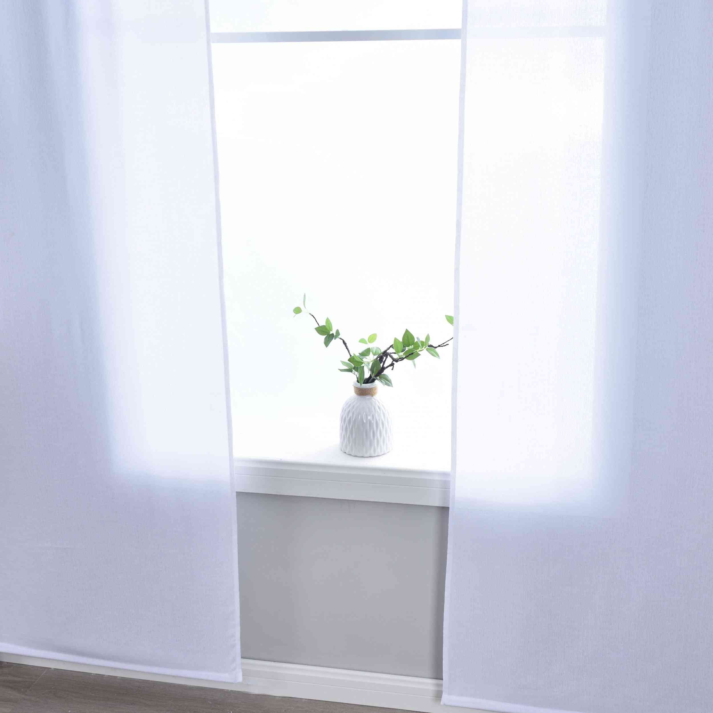 2er Set Halbtransparente Schiebegardinen mit Paneelwagen »Leipzig« Kettenmuster lichtdurchlässig elegante Struktur 202450P-2 Schiebegardine Img7573_63dcf49c-ac81-4379-a9b8-edd96d6fbd15 | Gardinenbox.de