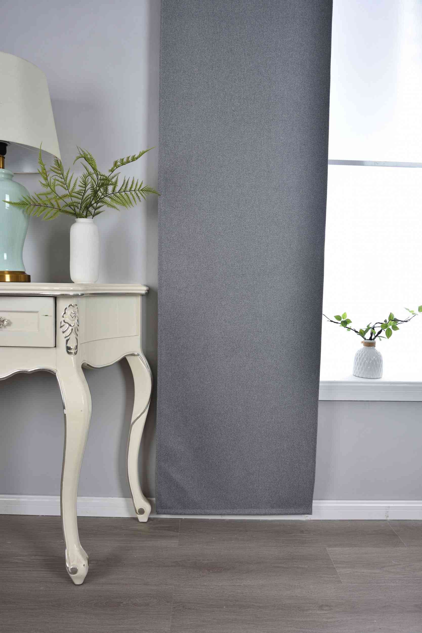 2er Set Flächenvorhänge mit Paneelwagen 100% Verdunkelung Blackout »München Dark« Paneelwagen Dreischichtige Bindung 202410P-2 Schiebegardine Img7636_4c6aeee3-37e4-4587-bf02-820cc9326409 | Gardinenbox.de