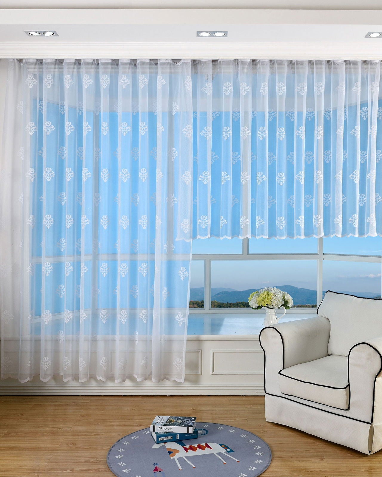 Jacquard Bogenstore Gardine , Barock Blumenmuster Weiß Kräuselband Universalband Faltenband Store 13142 Gardinenstore Jacquard_Bogenstore_Gardine_Barock_Blumenmuster_Weiss_Krauselband_Universalband_Faltenband_Store_13142_-_Gardinenbox.de_-_-3685332 | Gardinenbox.de