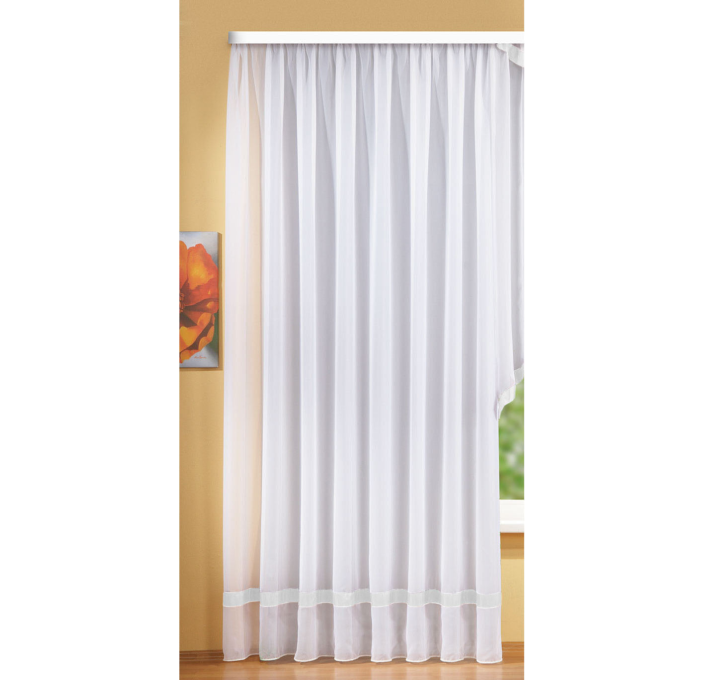 Langstore Gardine mit Kräuselband und Borte aus mattem Microsatin Micofaser-Gewebe. 20424 Weiß HxB 240x300 cm Gardinenstore Langstore_Gardine_mit_Krauselband_und_Borte_aus_mattem_Microsatin_Micofaser-Gewebe._20424_-_Gardinenbox.de_-_-3686291 | Gardinenbox.de